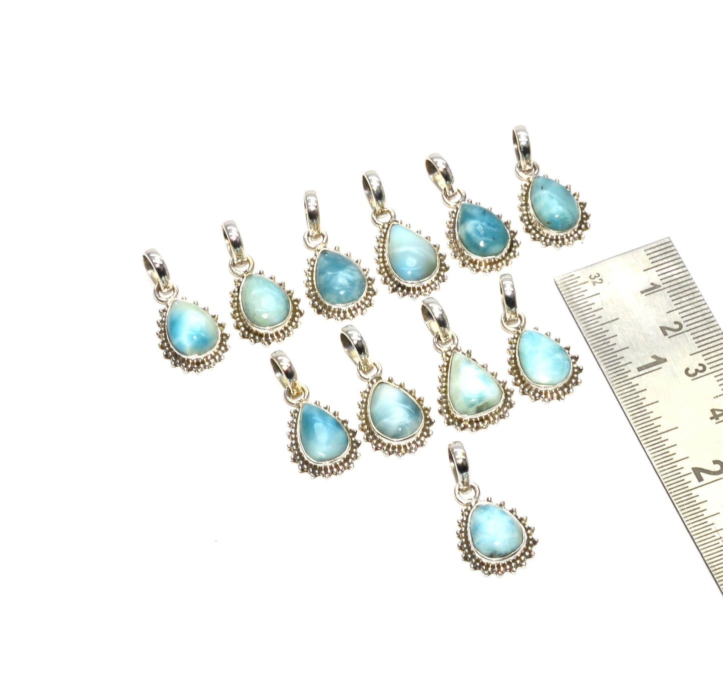WHOLESALE 925 11PC SOLID STERLING SILVER BLUE LARIMAR PENDANT LOT