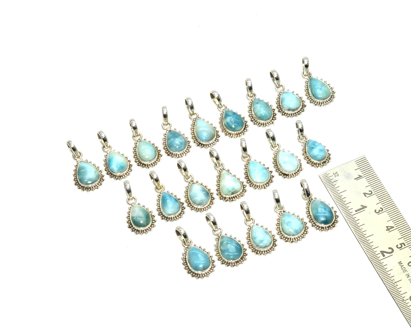 WHOLESALE 925 21PC SOLID STERLING SILVER BLUE LARIMAR PENDANT LOT