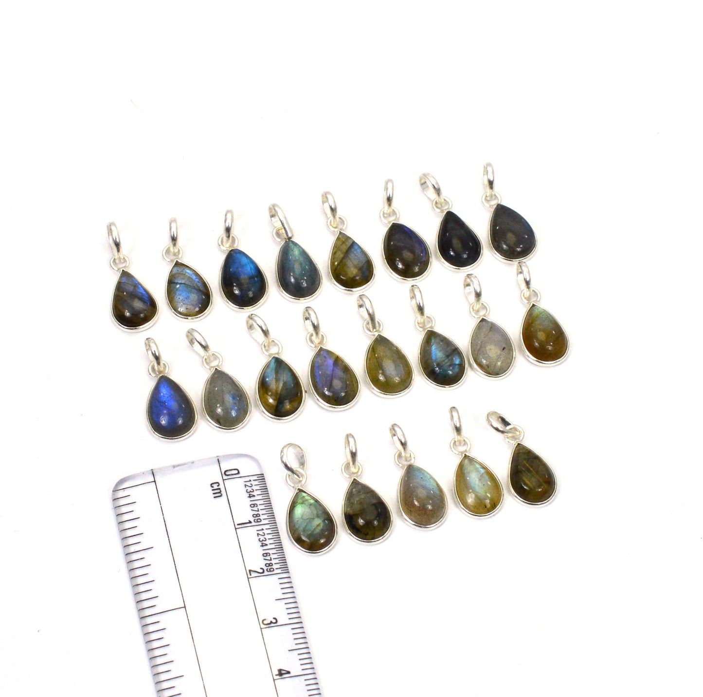 WHOLESALE 21PC 925 SOLID STERLING SILVER LABRADORITE PENDANT LOT
