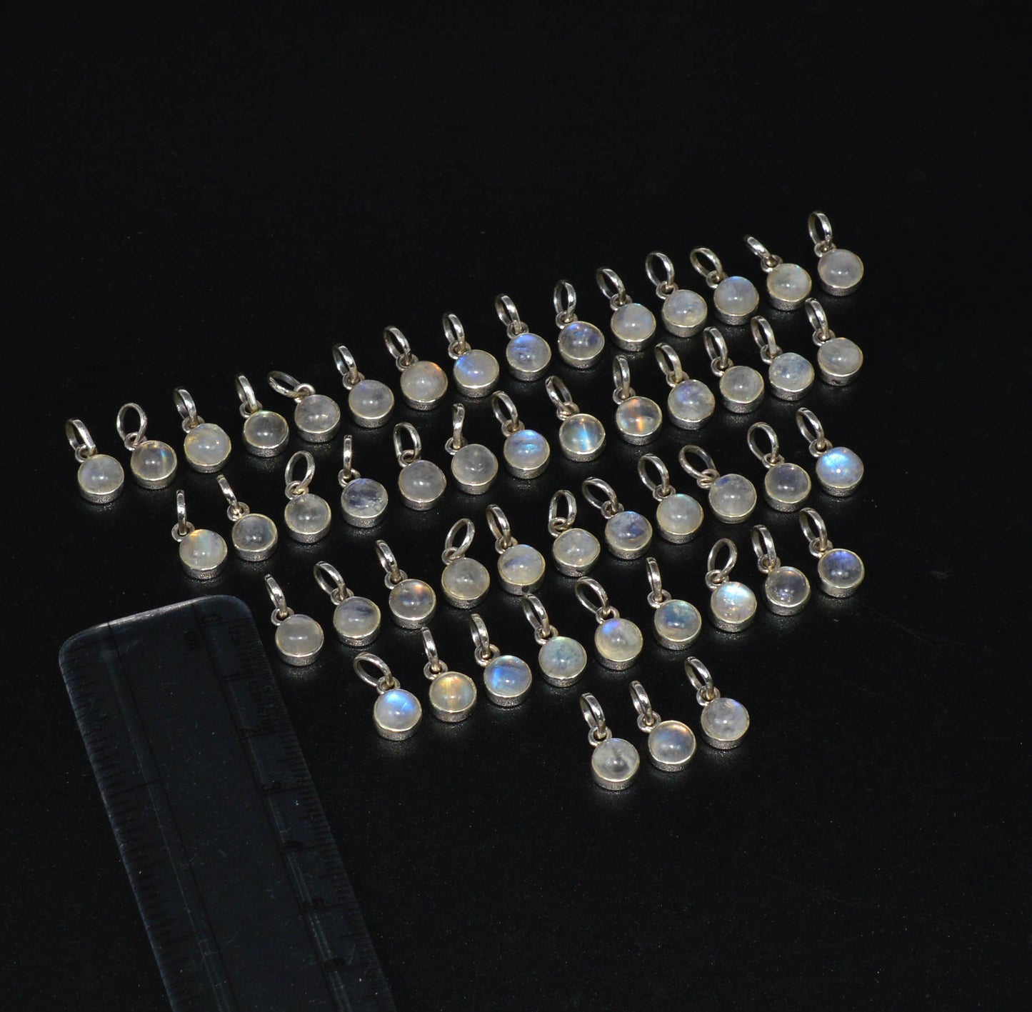 WHOLESALE 51PC 925 SOLID STERLING SILVER WHITE RAINBOW MOONSTONE PENDANT LOT