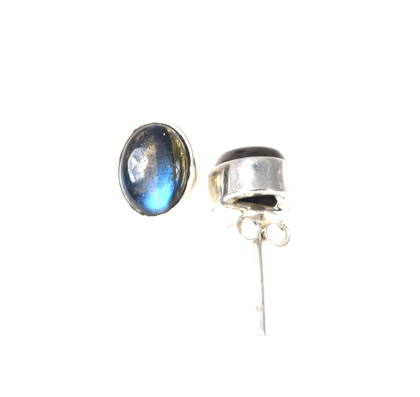 925 SOLID STERLING SILVER LABRADORITE STUD EARRING