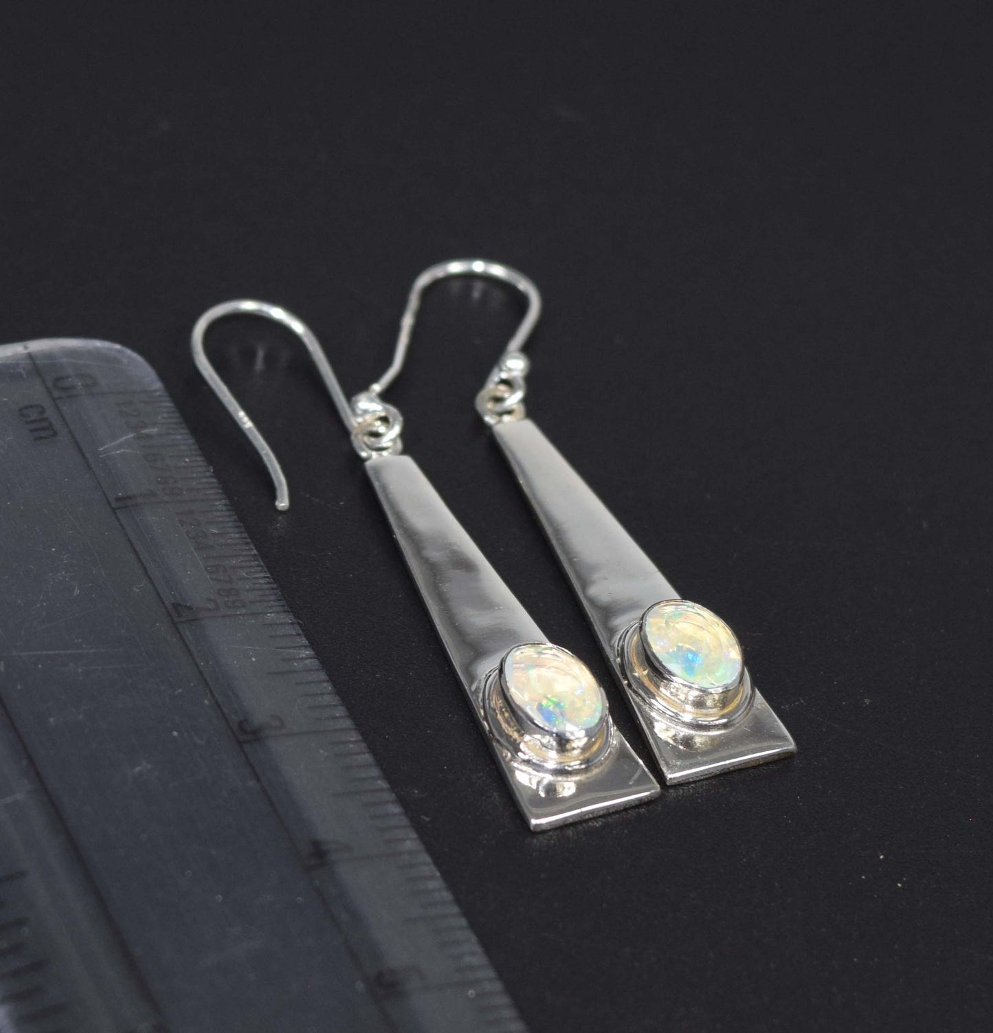 925 Solid Sterling Silver Natural Cut Ethiopian Opal Hook Earring-1.7 Inch