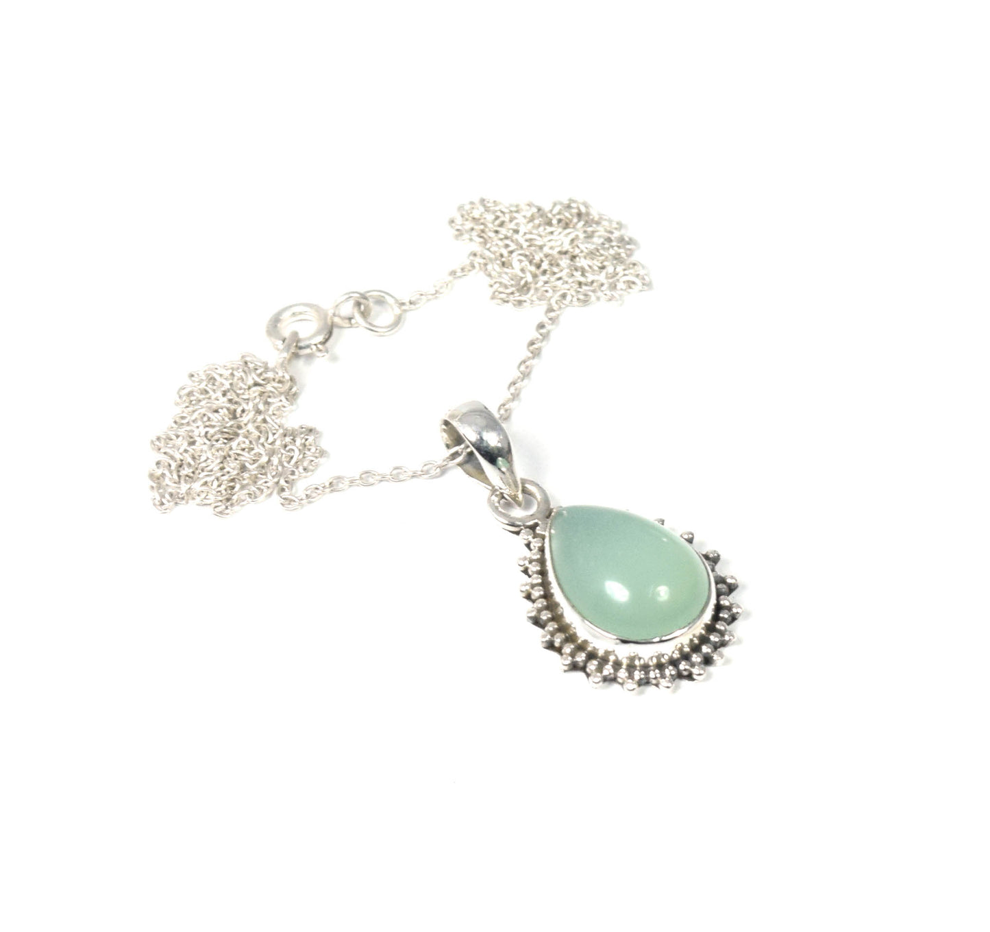 Wholesale 10PC 925 Solid Sterling Silver Aqua Chalcedony Pendant Lot