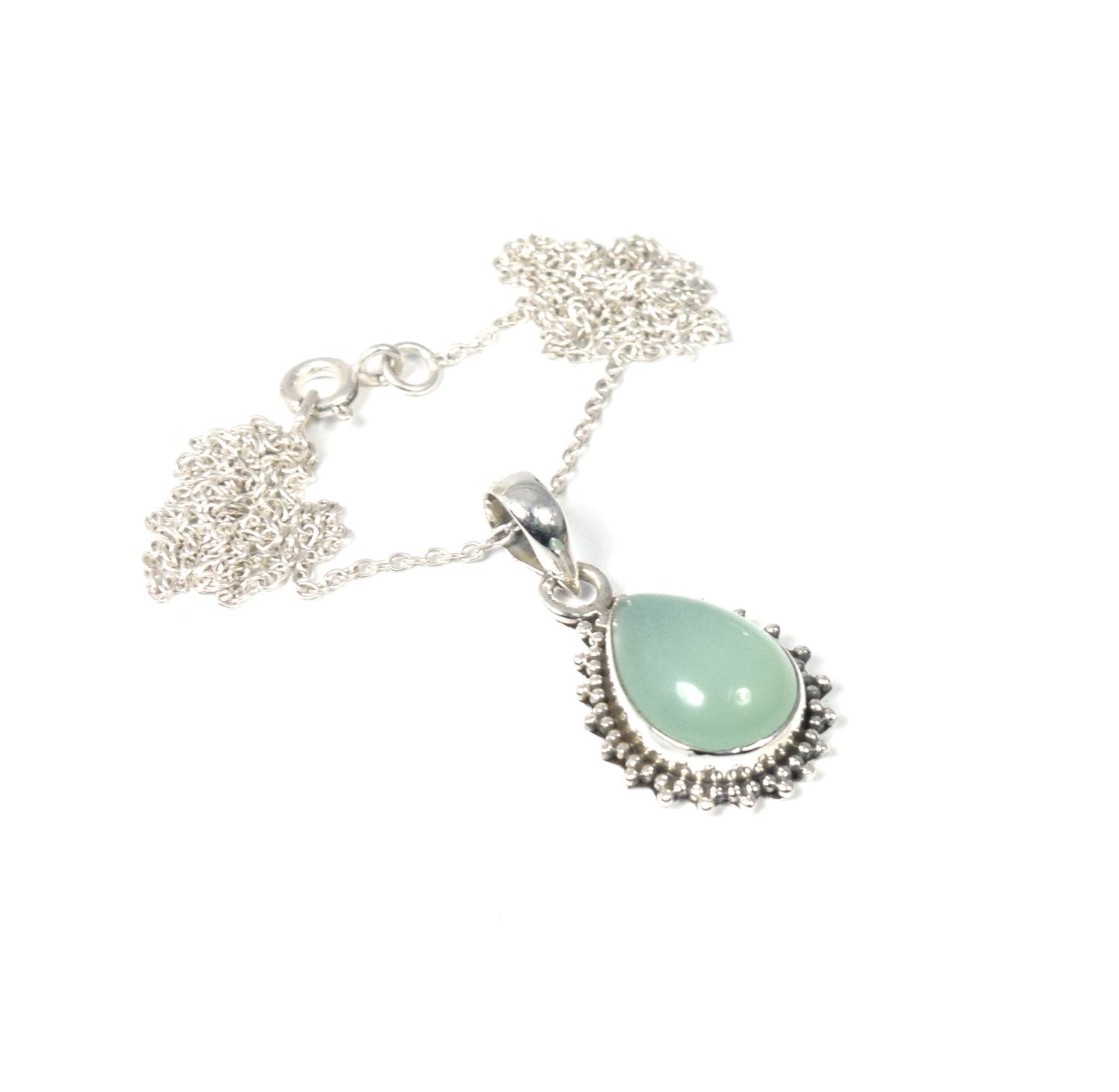 Wholesale 15PC 925 Solid Sterling Silver Aqua Chalcedony Pendant Lot
