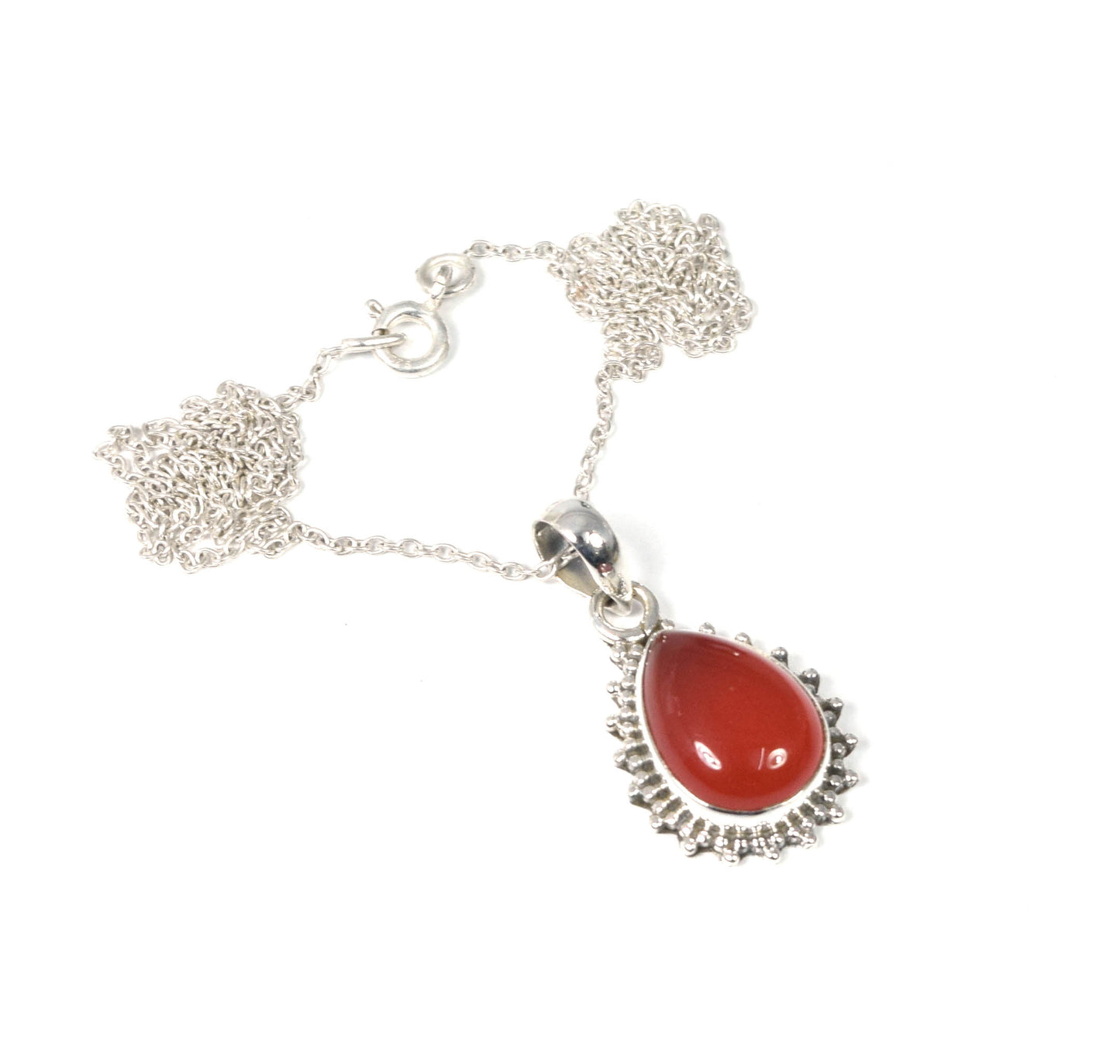 Wholesale 15PC 925 Solid Sterling Silver Red Carnelian Pendant Lot