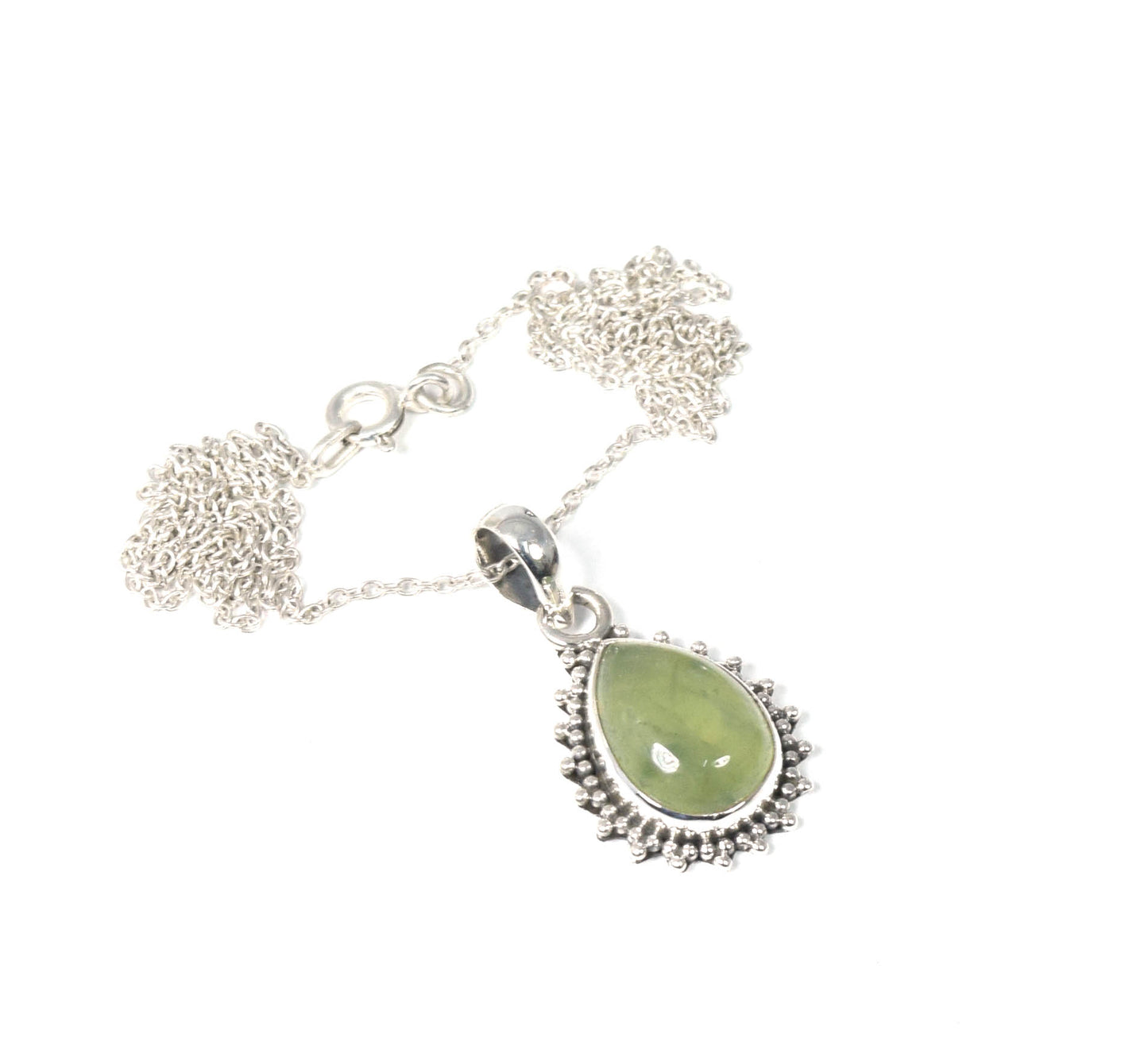 Wholesale 10PC 925 Solid Sterling Silver Green Prehnite Pendant Lot