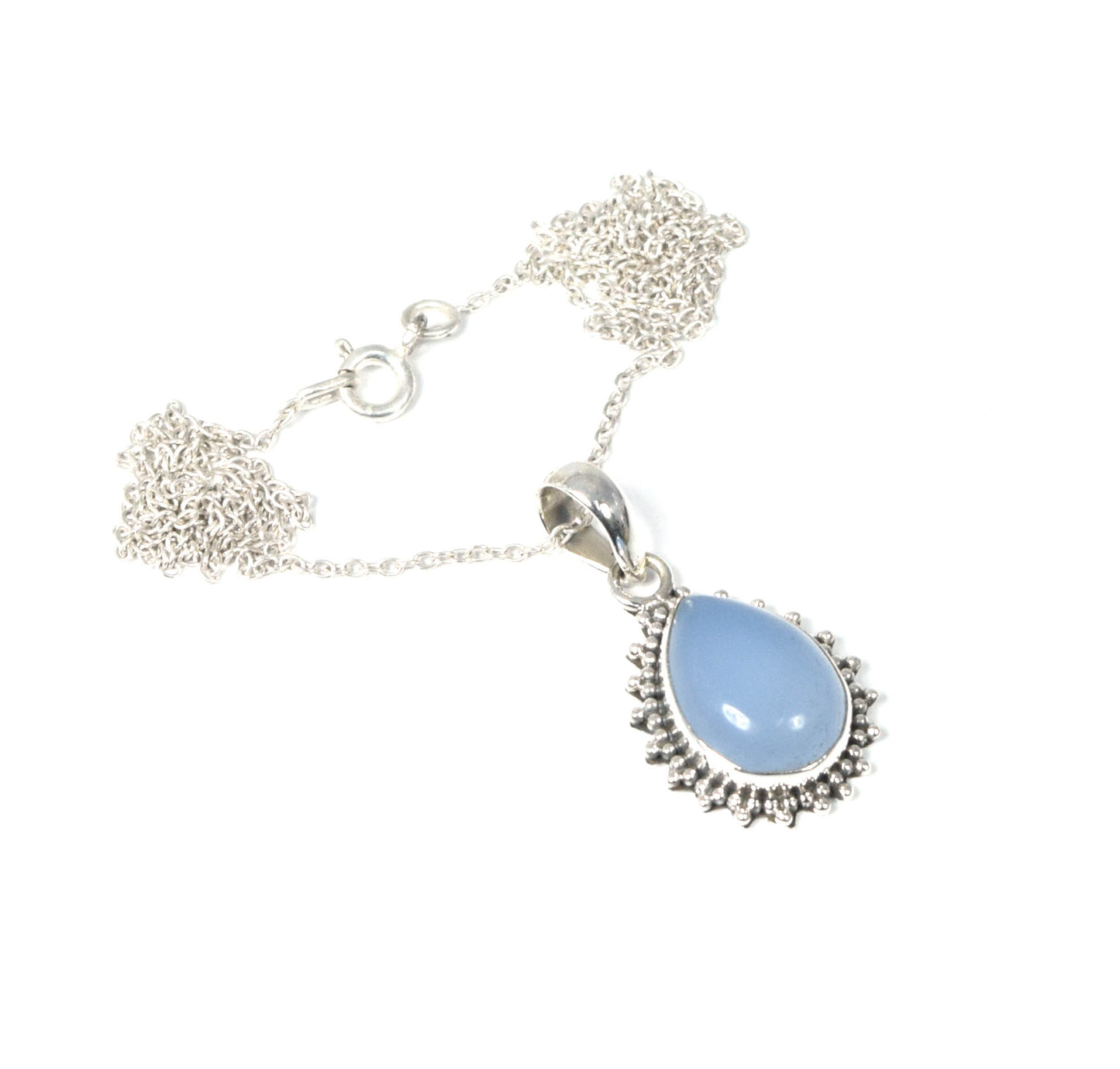 Wholesale 10PC 925 Solid Sterling Silver Blue Chalcedony Pendant Lot