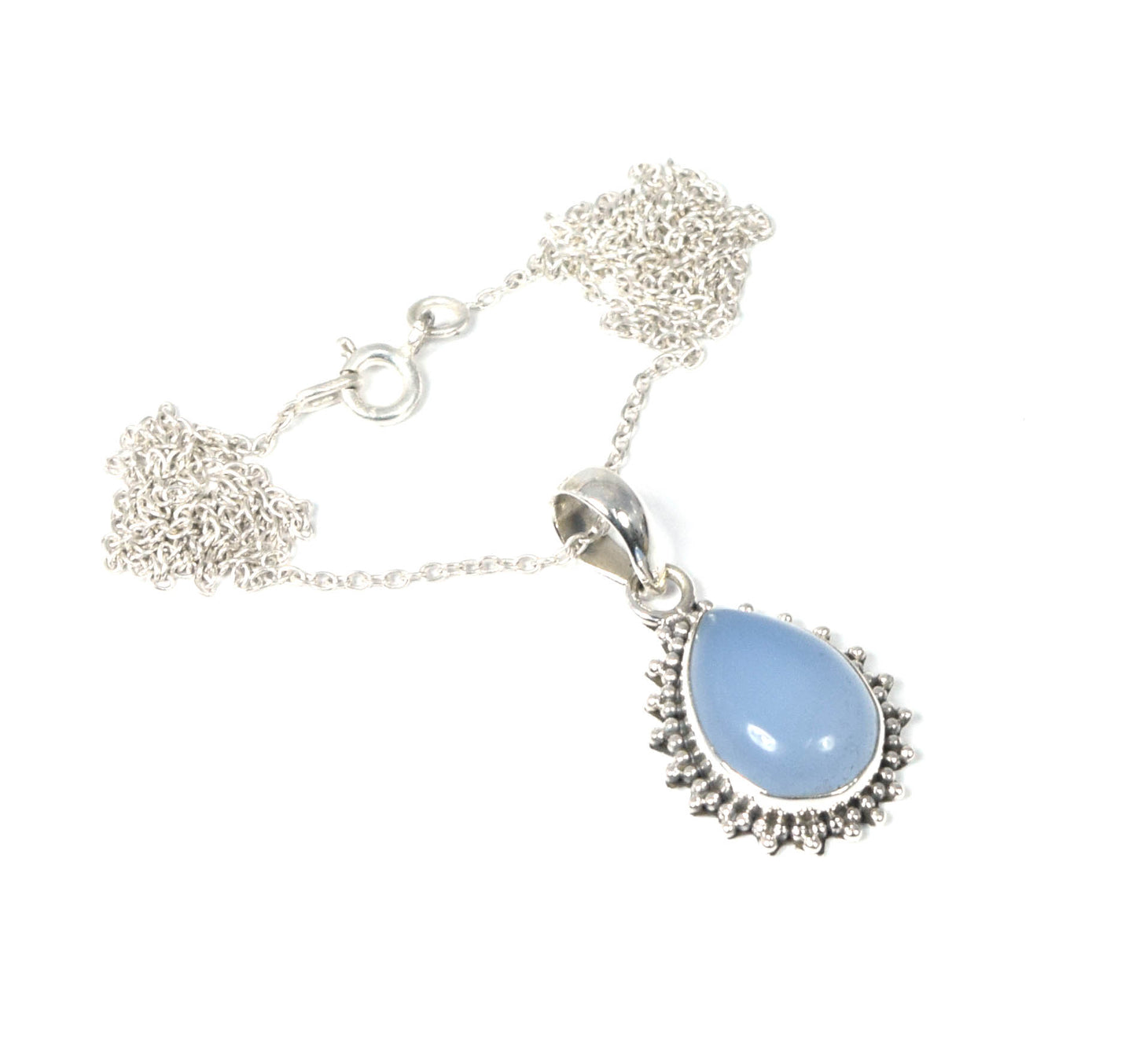 Wholesale 15PC 925 Solid Sterling Silver Blue Chalcedony Pendant Lot
