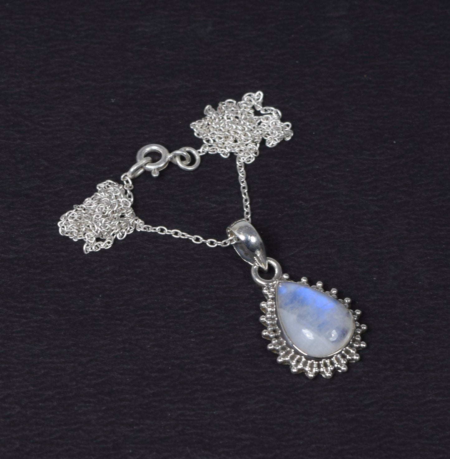 Wholesale 5PC 925 Solid Sterling Silver White Rainbow Moonstone Pendant Lot