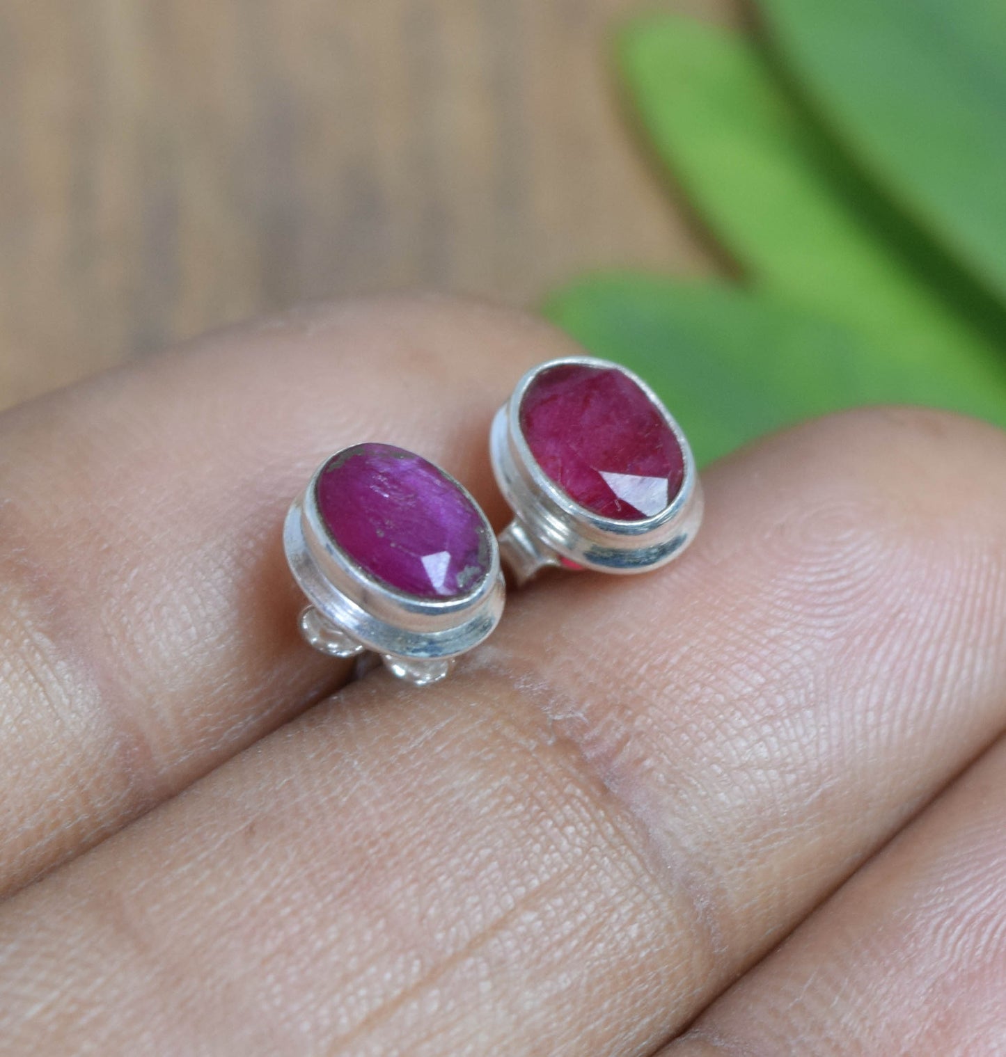 Wholesale 11PR 925 Solid Sterling Faceted Simulated Ruby Stud Lot