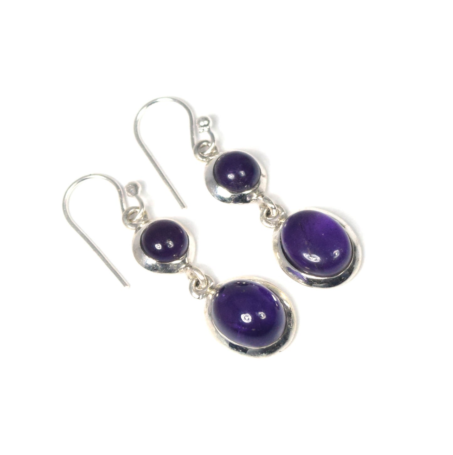 Wholesale 5PR 925 Solid Sterling Silver Purple Amethyst Hook Earring Lot