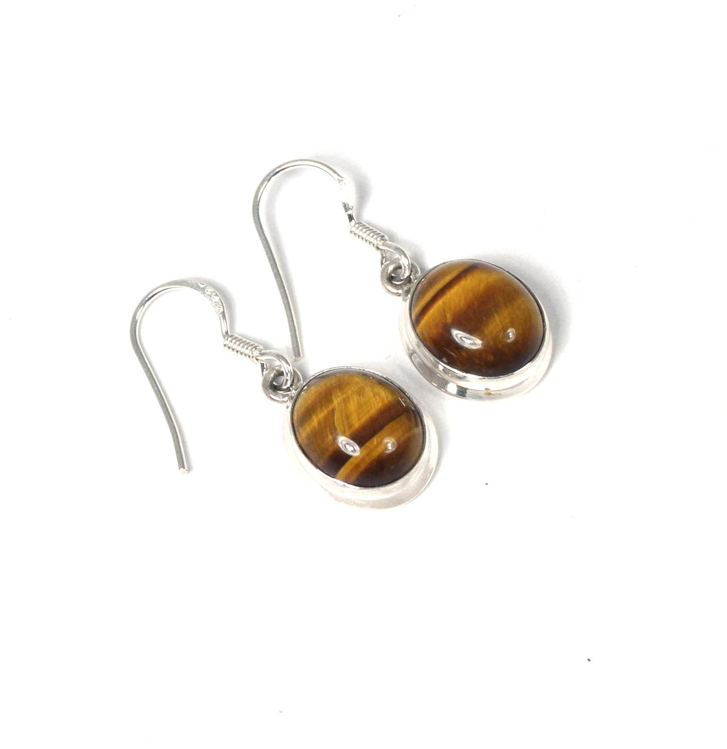 Wholesale 5PR 925 Solid Sterling Silver Tiger Eye Hook Earring Lot
