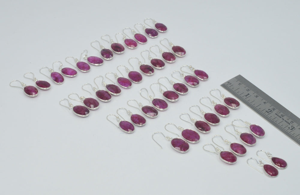 WHOLESALE 21PC 925 STERLING CUT Simulated Ruby HOOK EARRING LOT