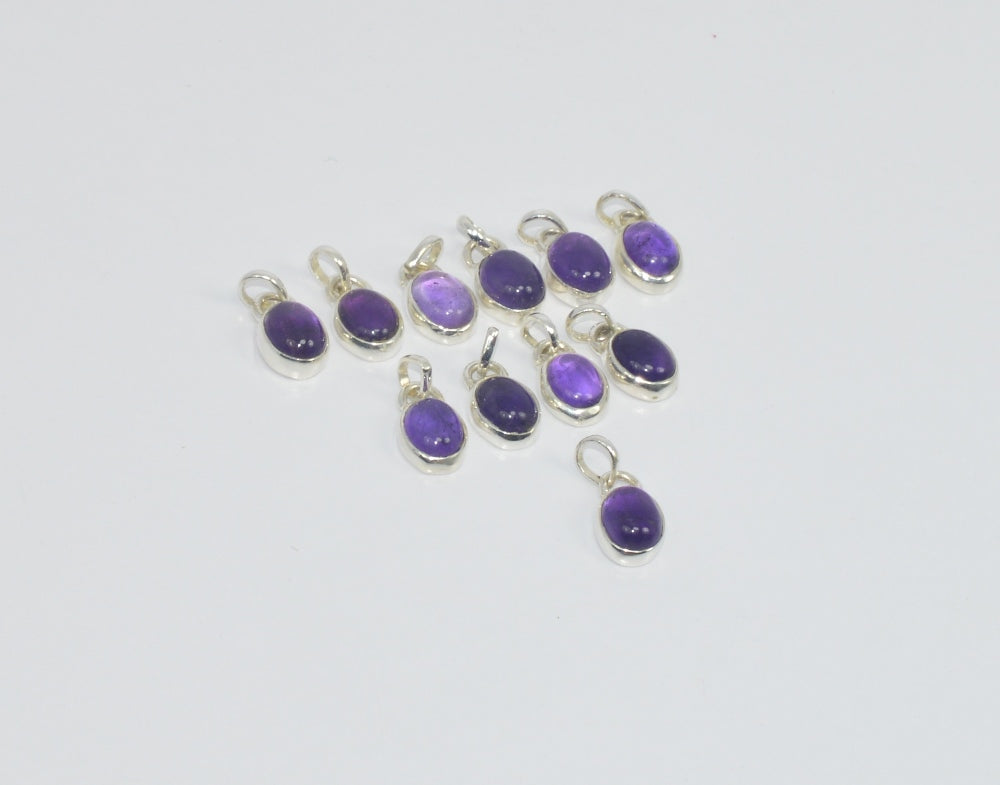WHOLESALE 11PC 925 SOLID STERLING SILVER PURPLE AMETHYST PENDANT LOT
