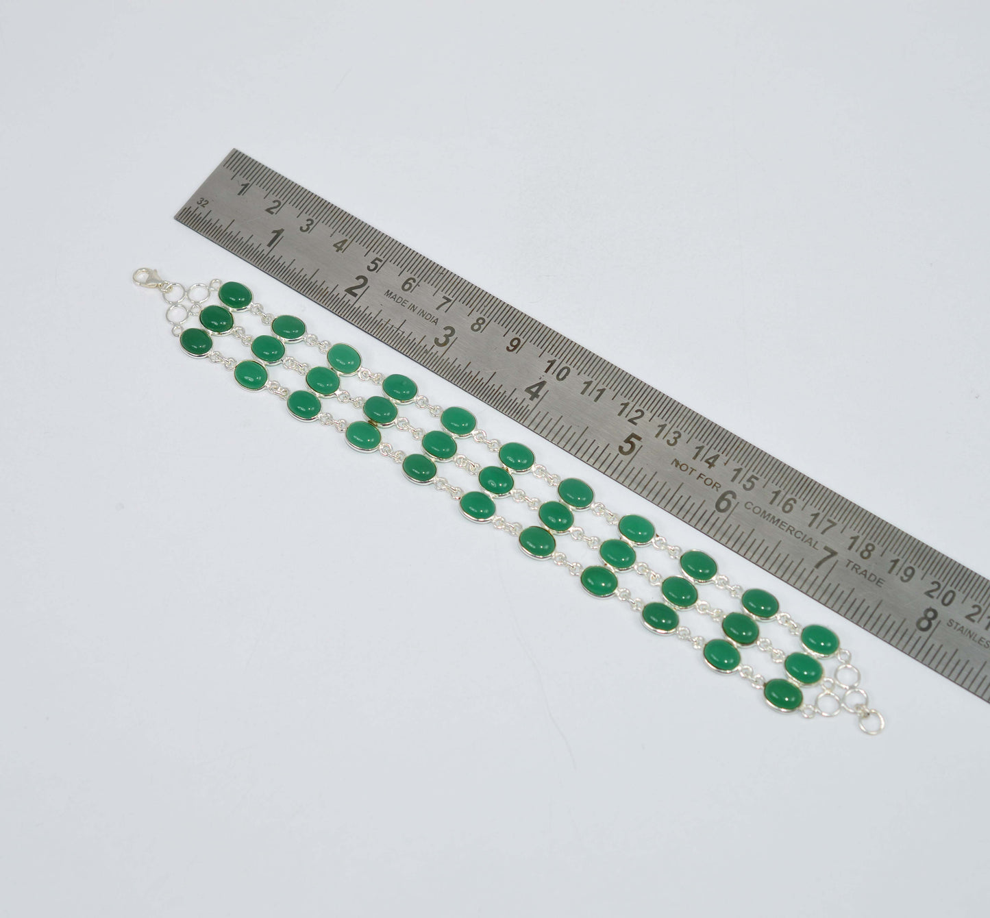 925 SOLID STERLING SILVER Green ONYX HANDMADE BRACELET- 8 INCH