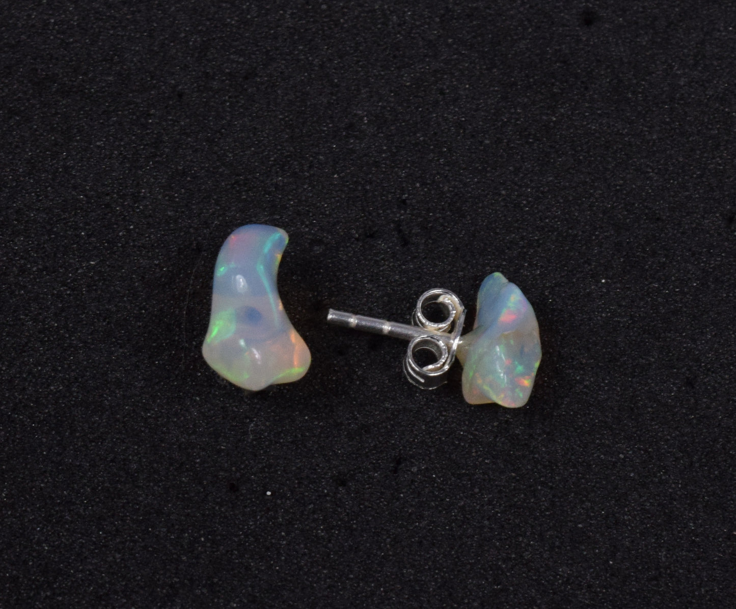 925 Solid Sterling Silver Rough Ethiopian Opal Stud Earring