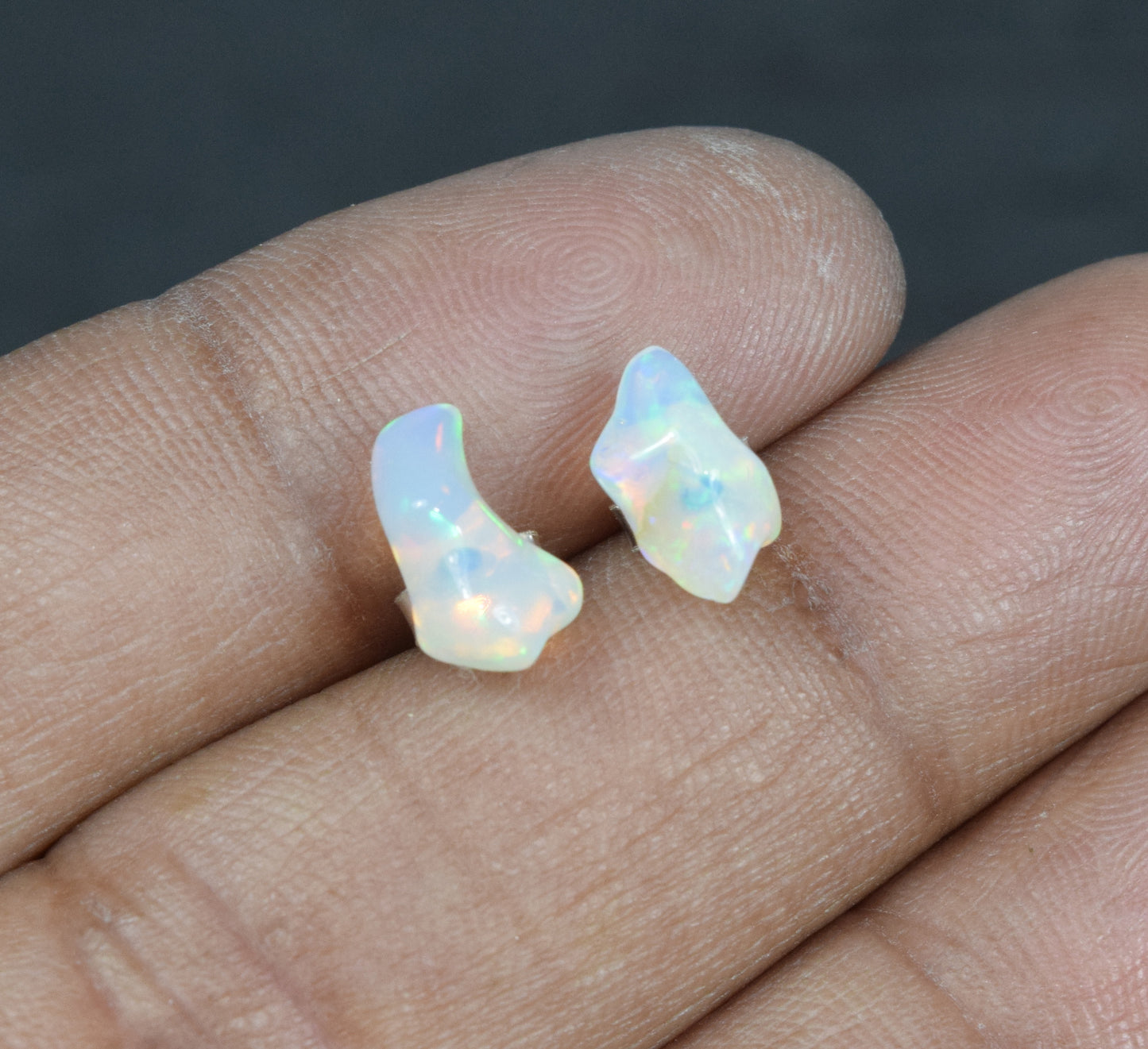 Wholesale 5PR 925 Solid Sterling Silver Rough Ethiopian Opal Stud Lot