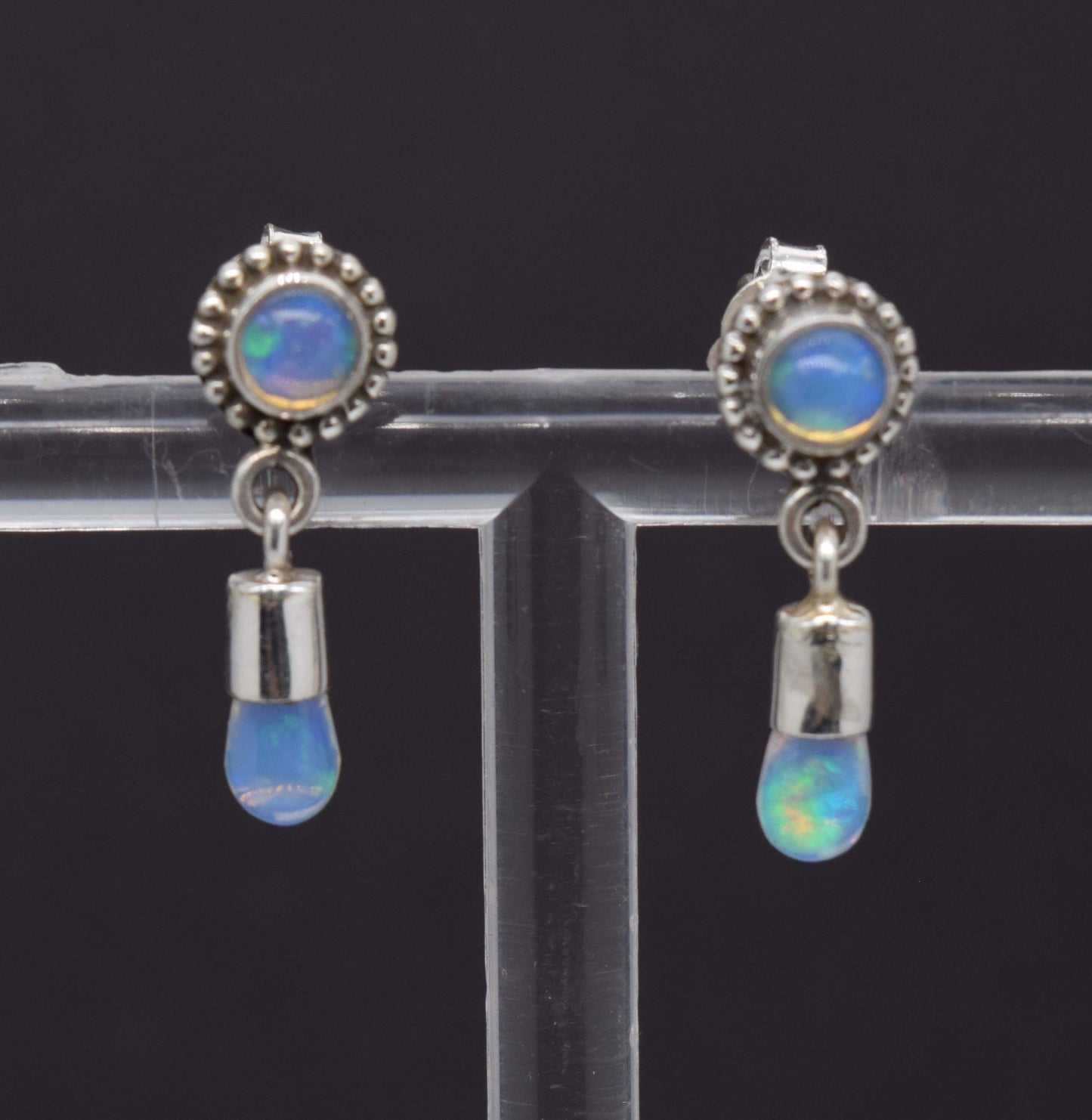 Wholesale 5PR 925 Solid Sterling Silver Ethiopian Opal Stud Earring