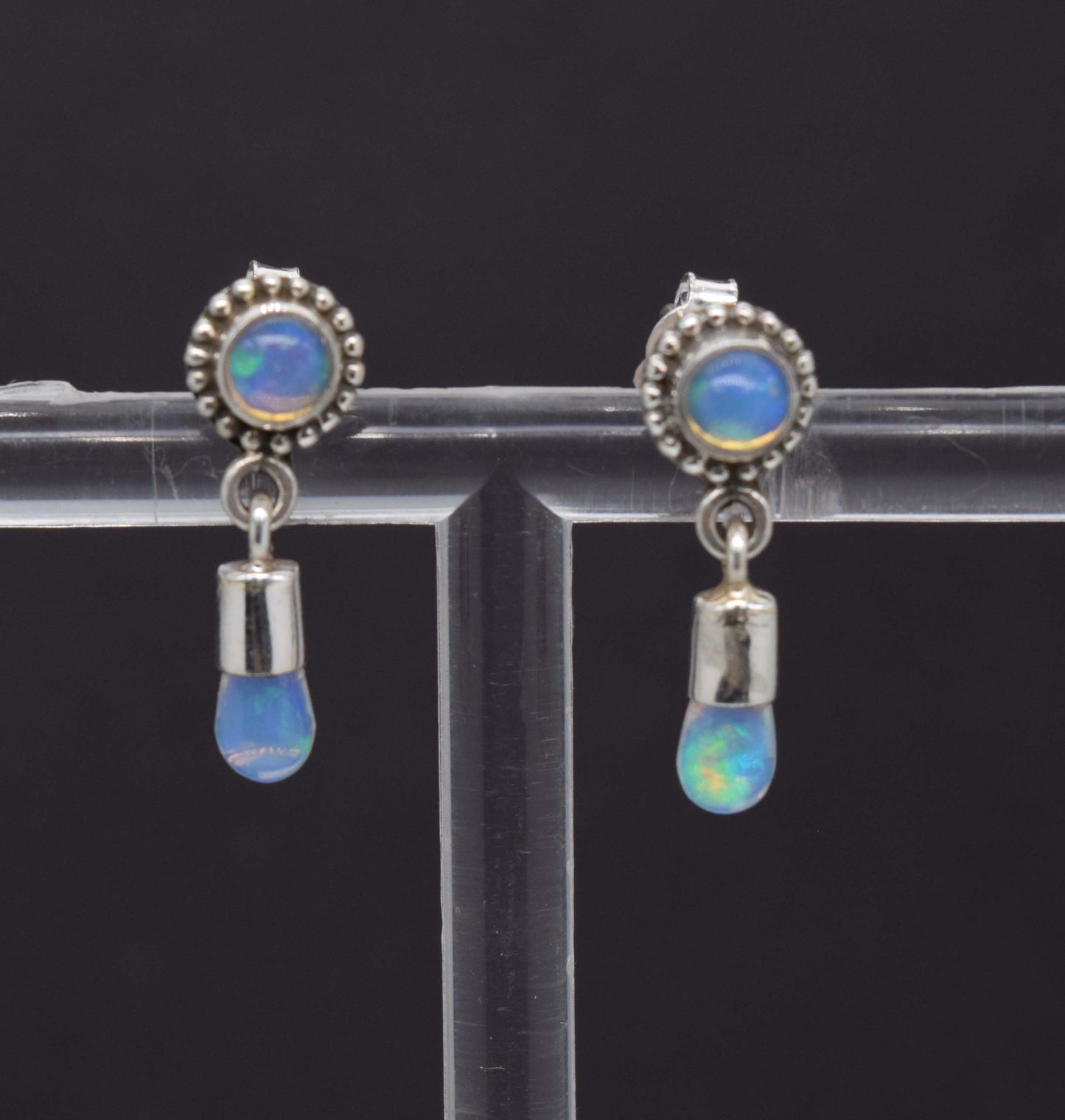 Wholesale 11PR 925 Solid Sterling Silver Ethiopian Opal Stud Earring