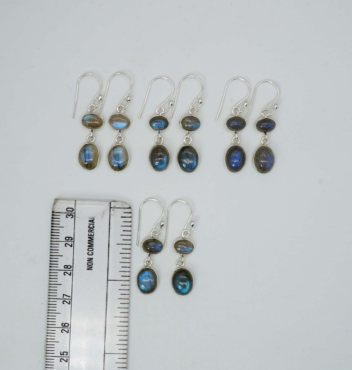 Wholesale 925 4PR Solid Sterling Silver Labradorite Hook Earring Lot