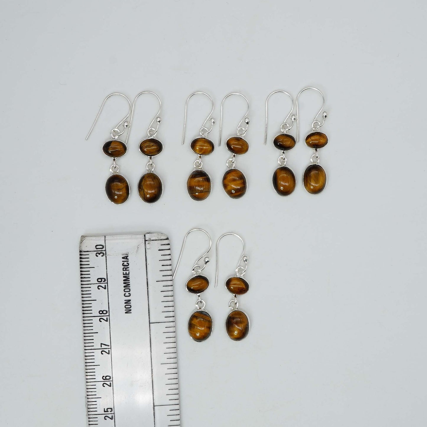 Wholesale 925 4PR Solid Sterling Silver Tiger Eye Hook Earring Lot