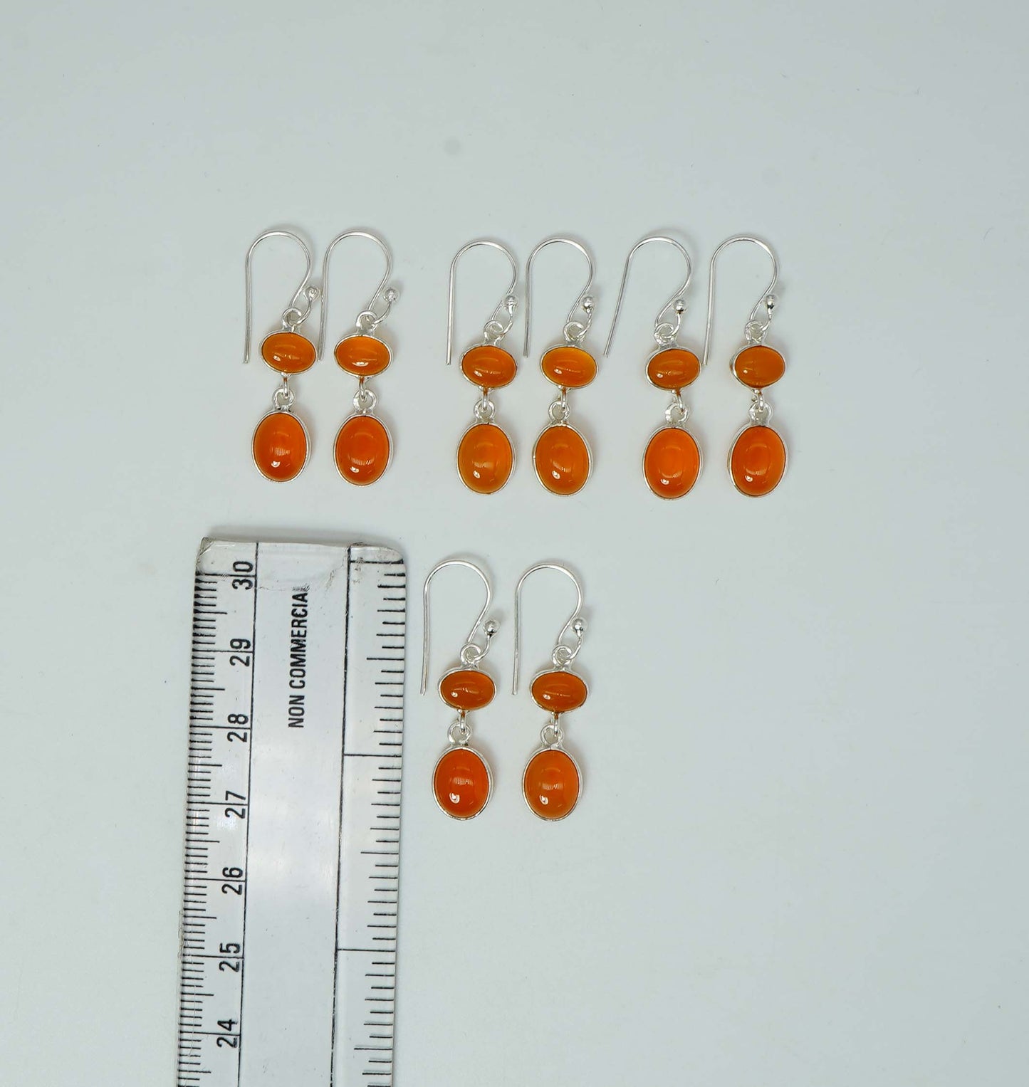Wholesale 925 4PR Solid Sterling Silver Red Carnelian Hook Earring Lot
