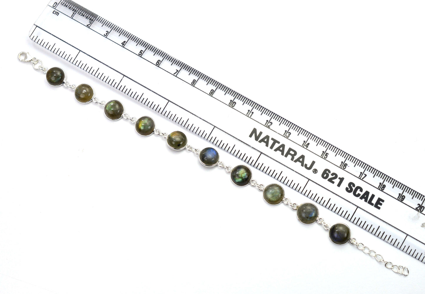925 SOLID STERLING SILVER LABRADORITE HANDMADE BRACELET -8.5 INCH