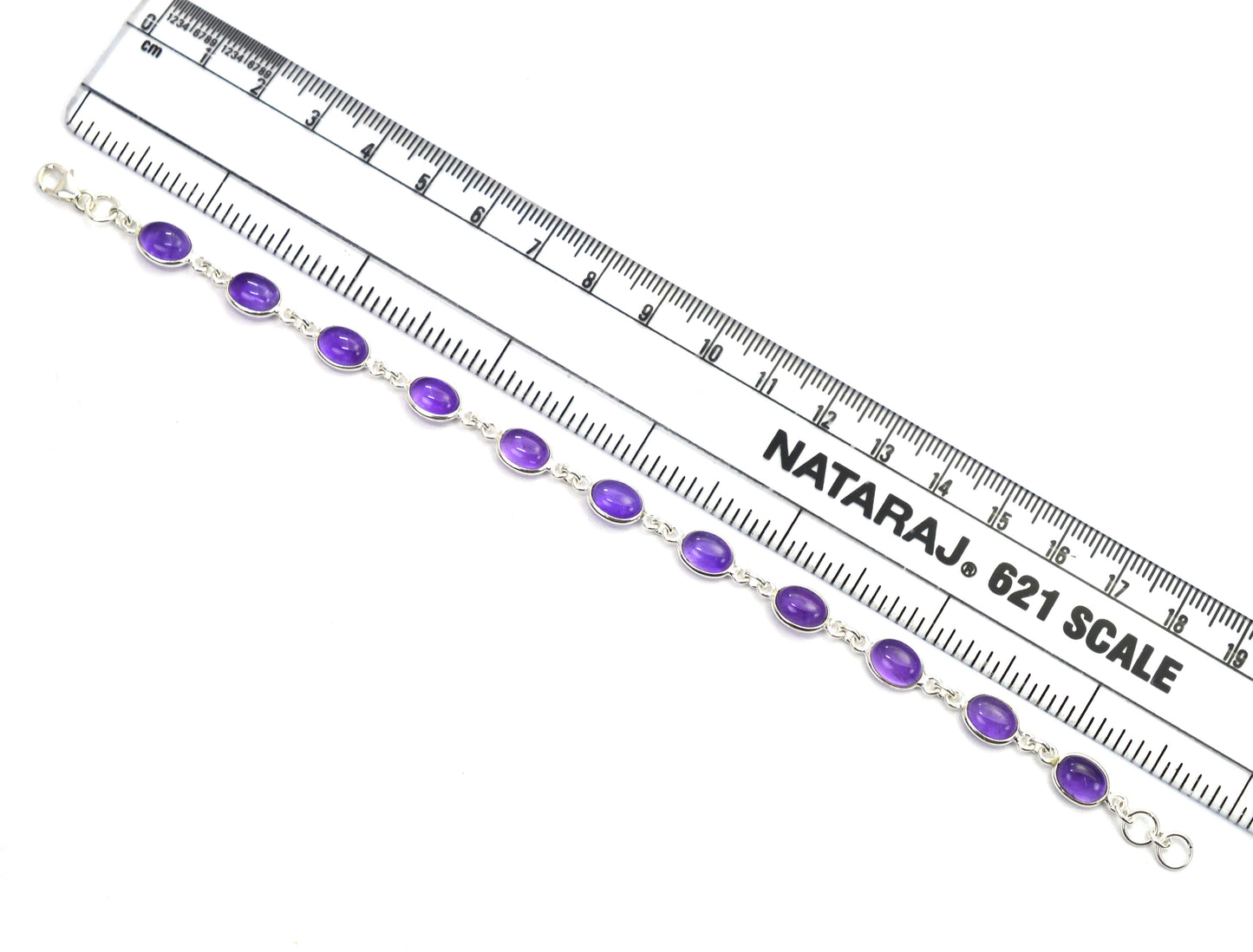925 SOLID STERLING SILVER PURPLE AMETHYST HANDMADE BRACELET - 8 INCH