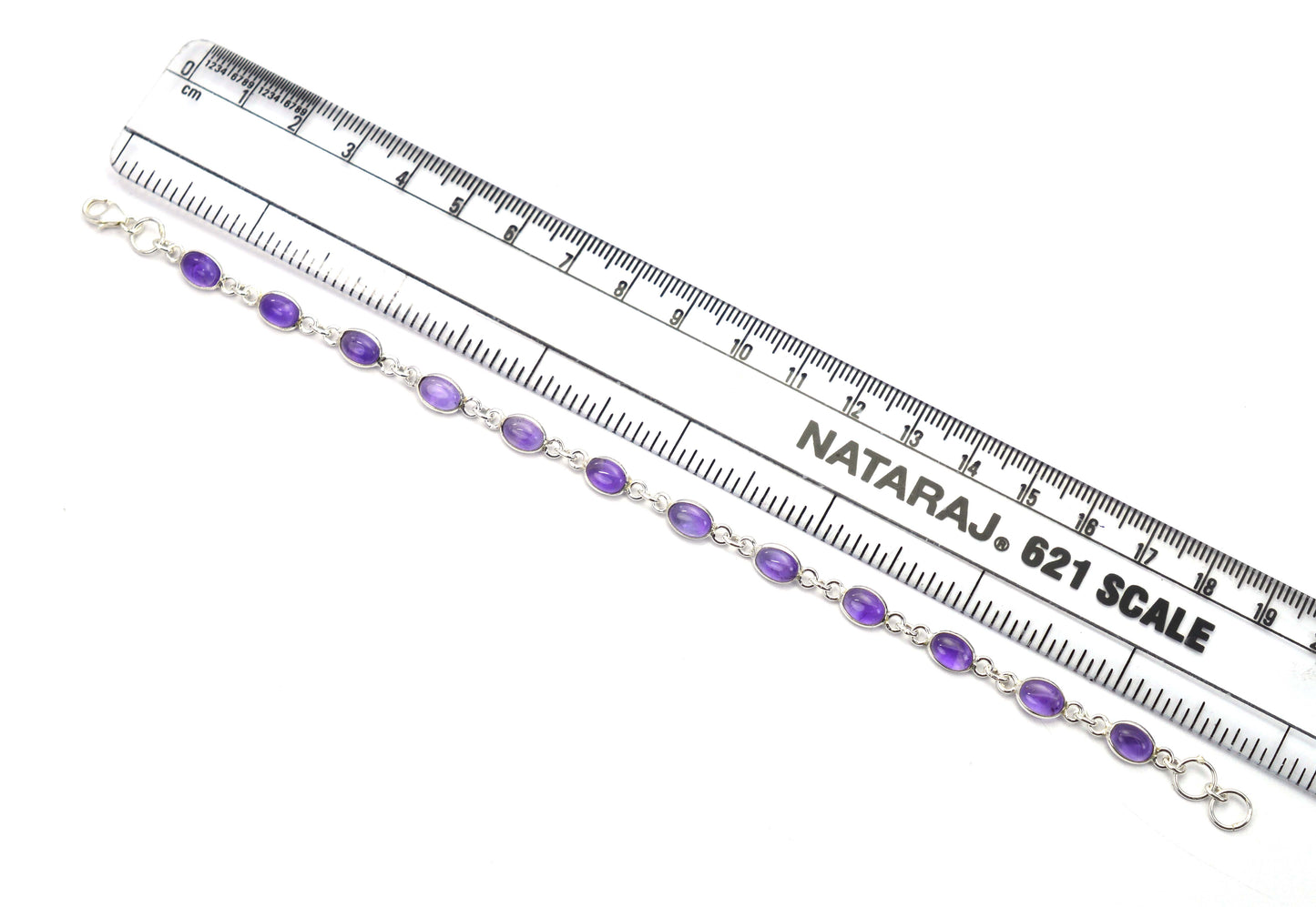 925 SOLID STERLING SILVER PURPLE AMETHYST HANDMADE BRACELET -8.1 INCH