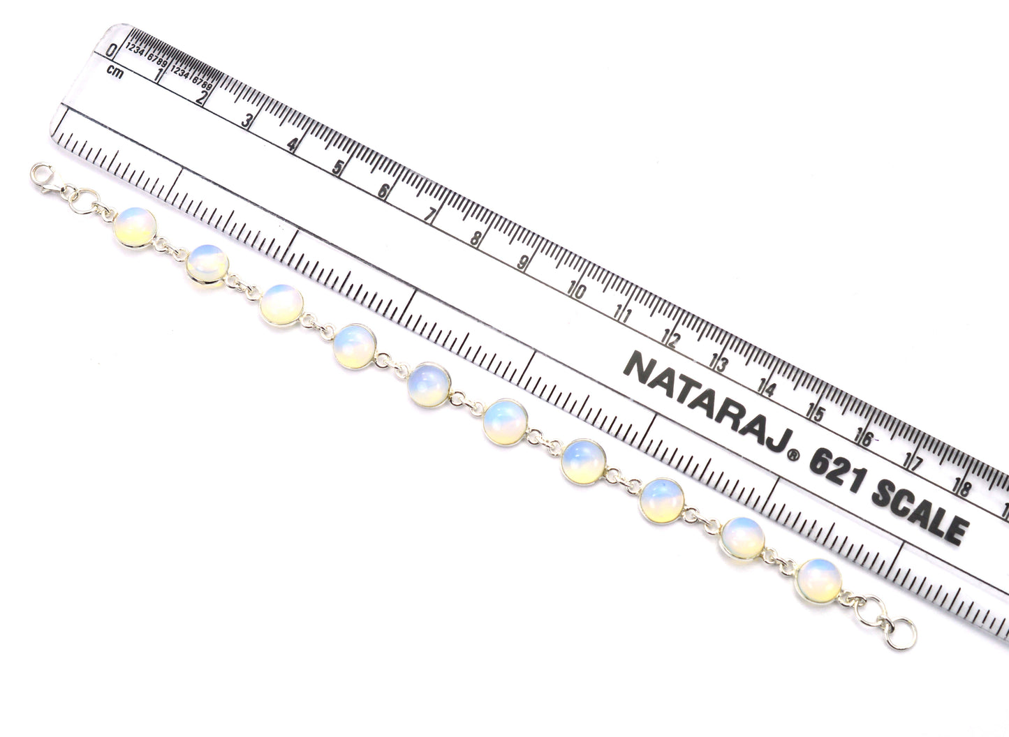 925 SOLID STERLING SILVER MILKY OPALITE HANDMADE BRACELET -7.7 INCH