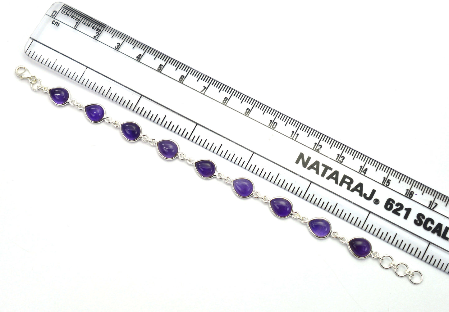 925 SOLID STERLING SILVER PURPLE AMETHYST HANDMADE BRACELET-7.2INCH