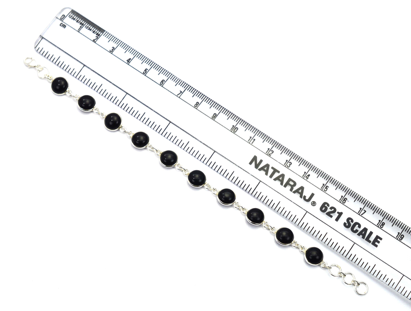 925 SOLID STERLING SILVER BLACK ONYX HANDMADE BRACELET - 7.6 INCH