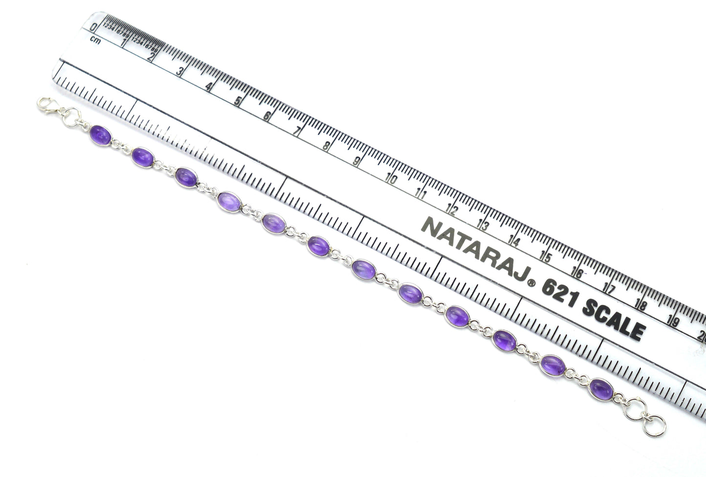 925 SOLID STERLING SILVER PURPLE AMETHYST HANDMADE BRACELET - 8 INCH
