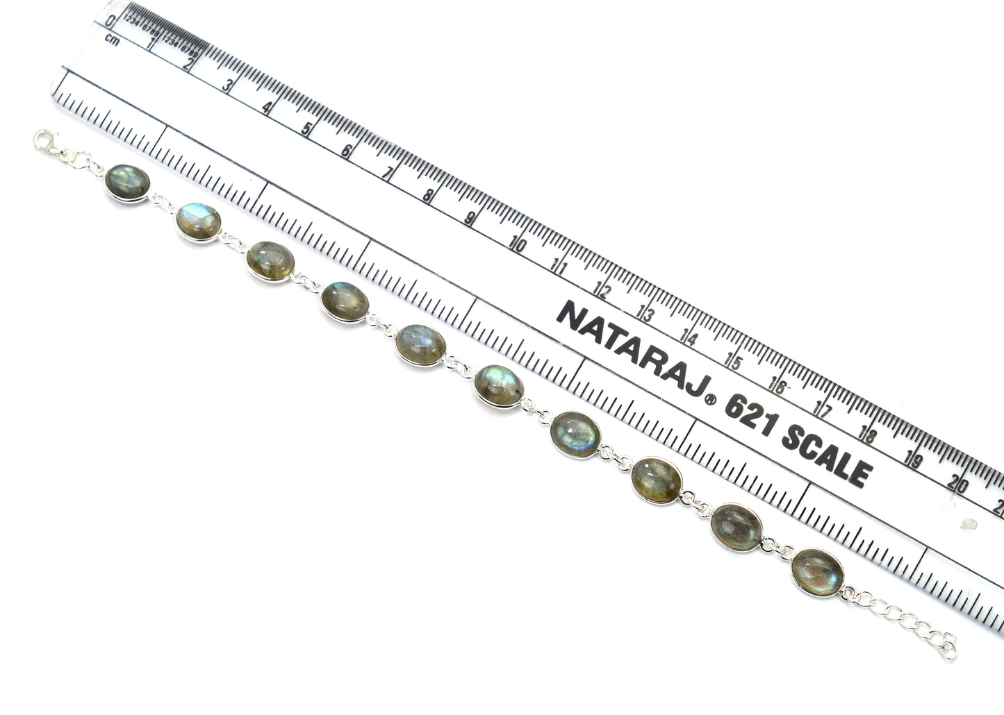 925 SOLID STERLING SILVER LABRADORITE HANDMADE BRACELET - 8.5 INCH