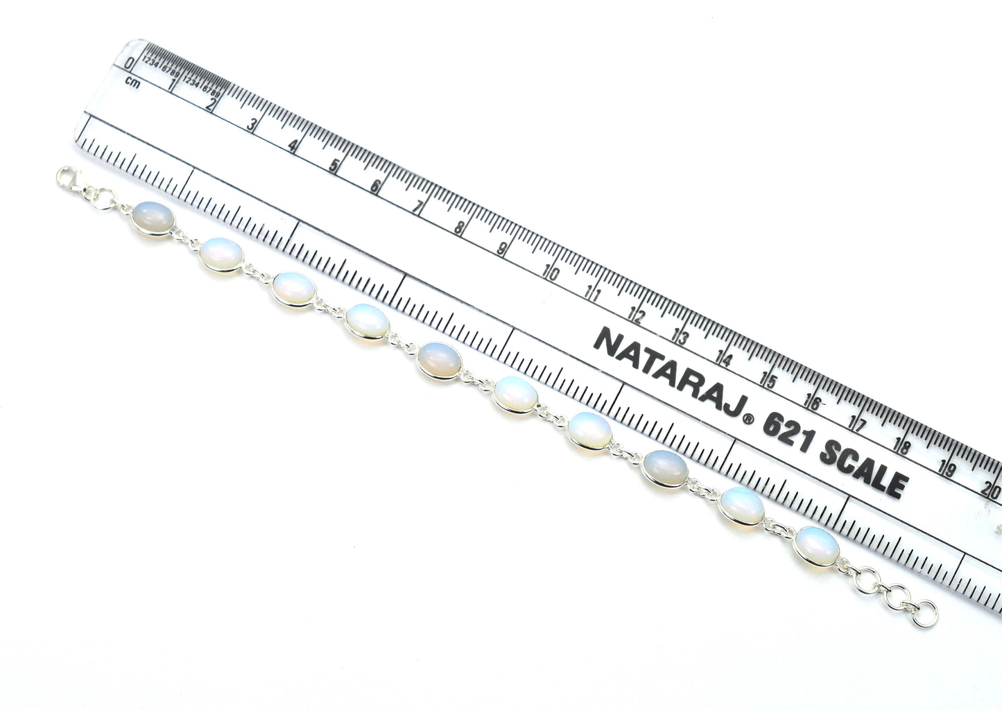 925 SOLID STERLING SILVER MILKY OPALITE HANDMADE BRACELET - 8 INCH