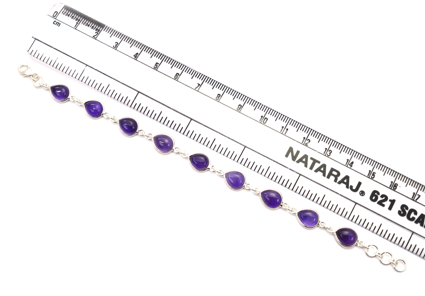 925 SOLID STERLING SILVER PURPLE AMETHYST HANDMADE BRACELET - 7 INCH