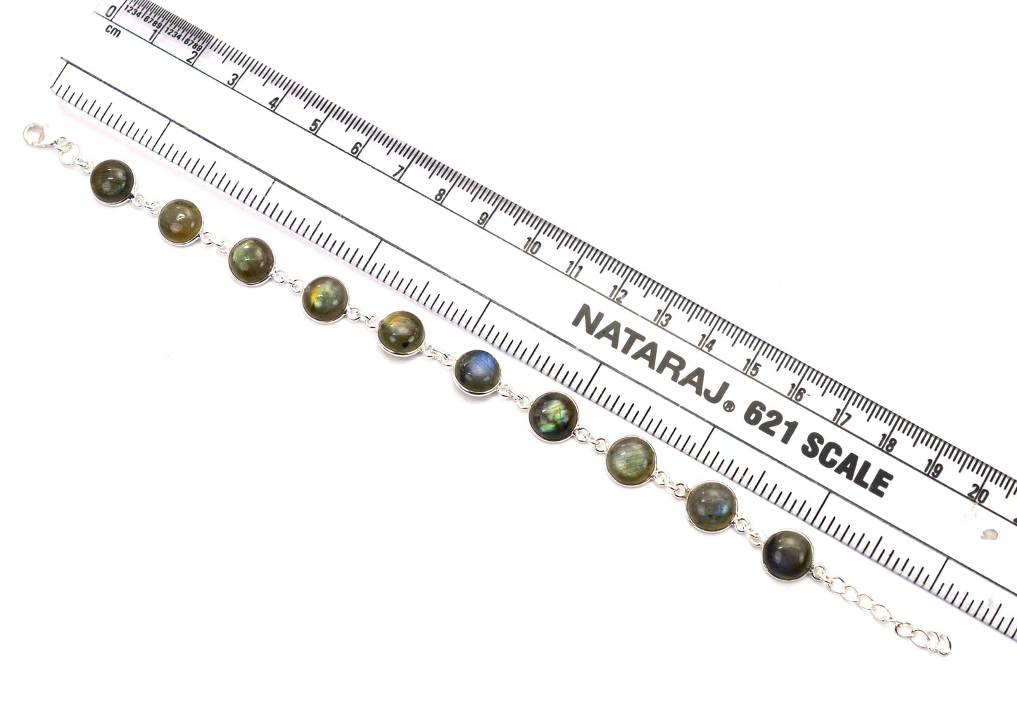 925 SOLID STERLING SILVER LABRADORITE HANDMADE BRACELET - 8 INCH