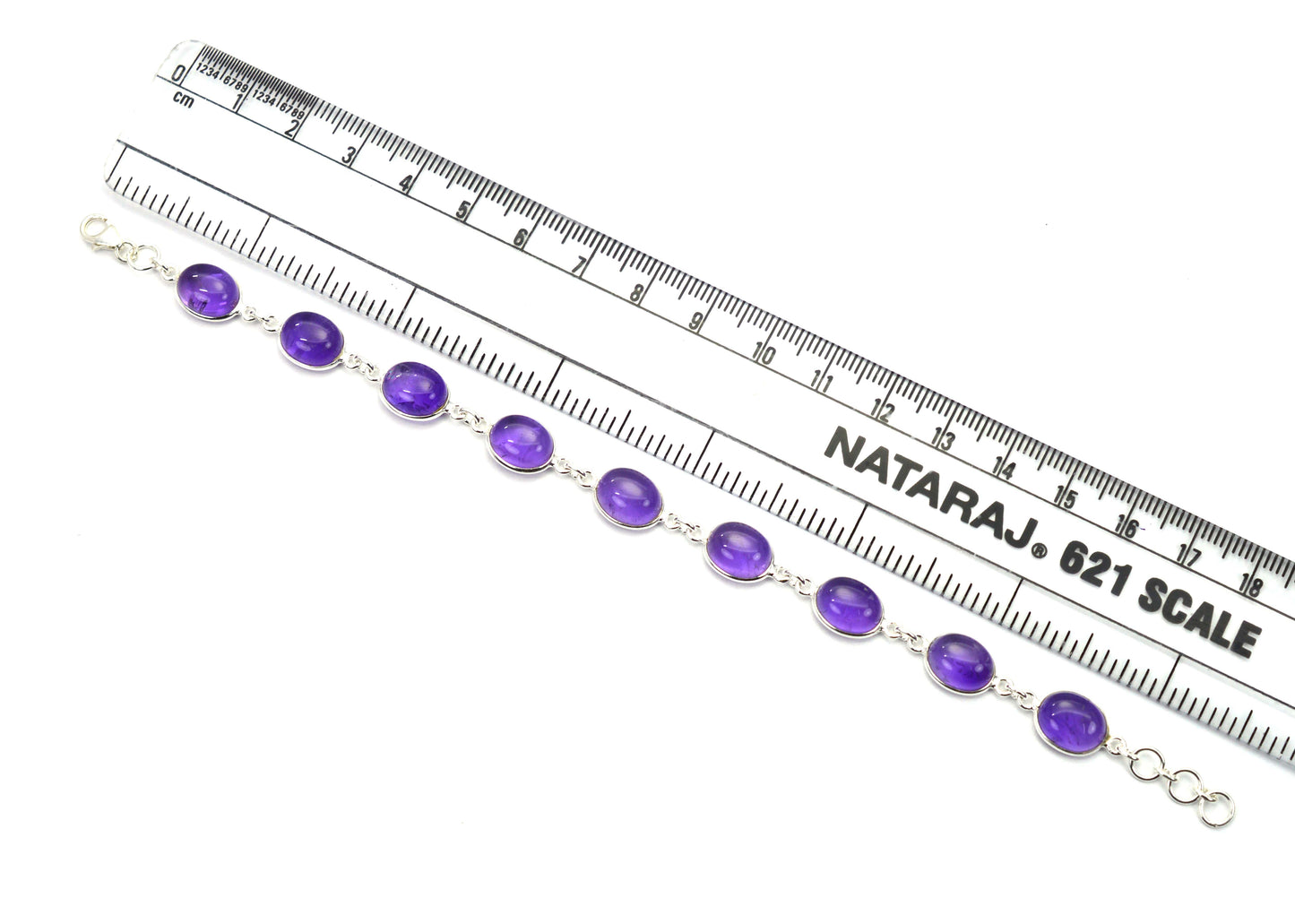 925 SOLID STERLING SILVER PURPLE AMETHYST HANDMADE BRACELET - 7.5 INCH