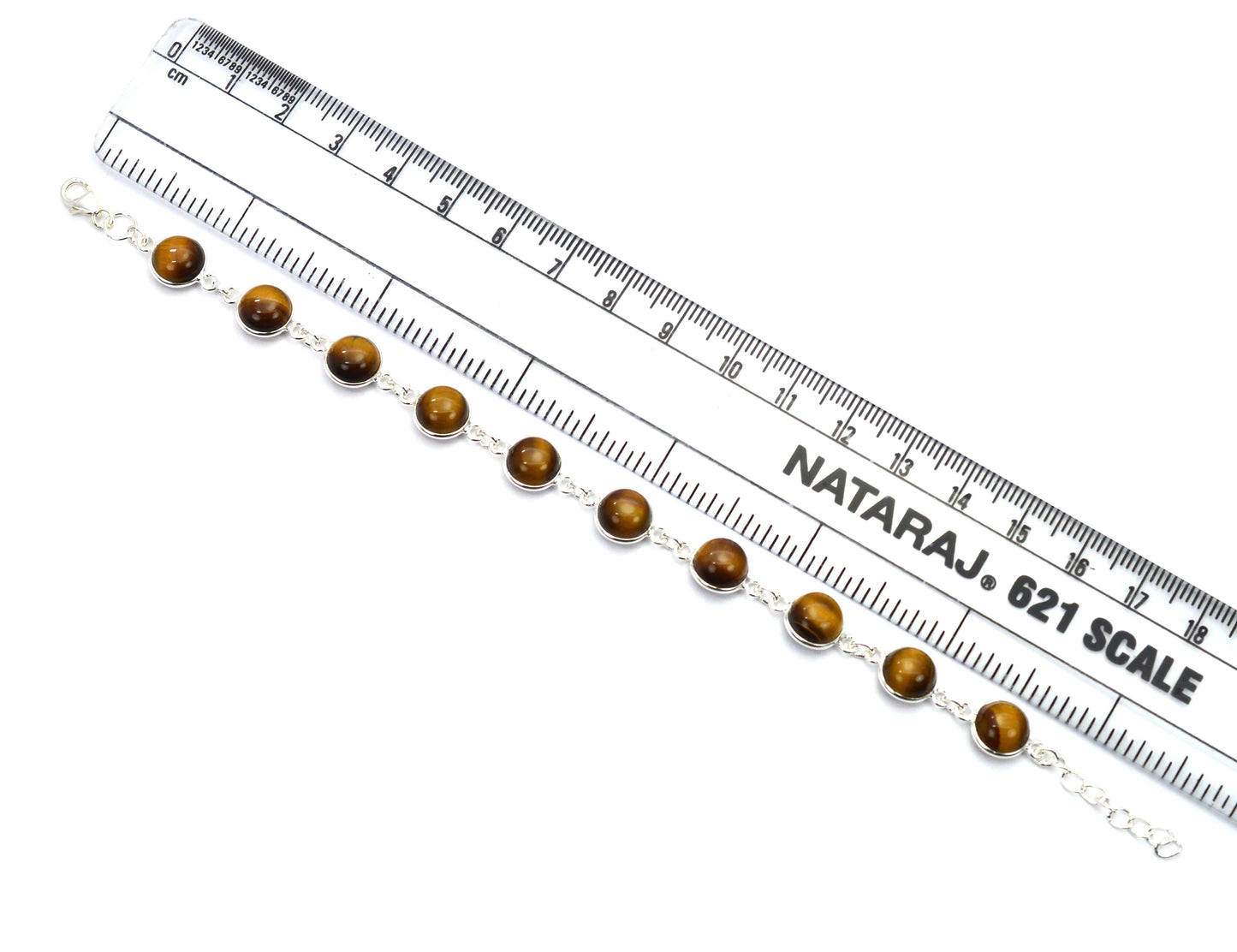 925 SOLID STERLING SILVER TIGER EYE HANDMADE BRACELET - 7.5 INCH