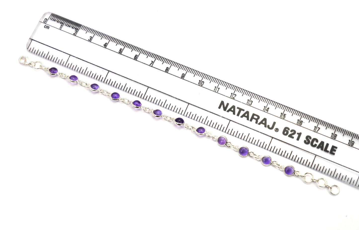 925 SOLID STERLING SILVER PURPLE AMETHYST HANDMADE BRACELET - 7.5 INCH