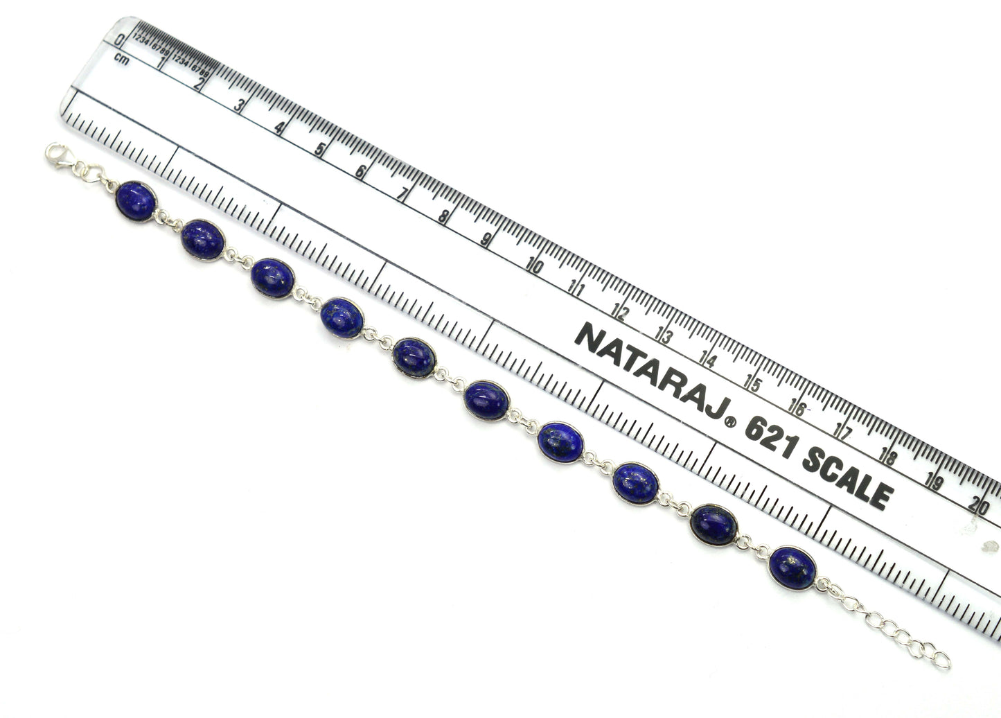 925 SOLID STERLING SILVER BLUE LAPIS LAZULI HANDMADE BRACELET - 8 INCH