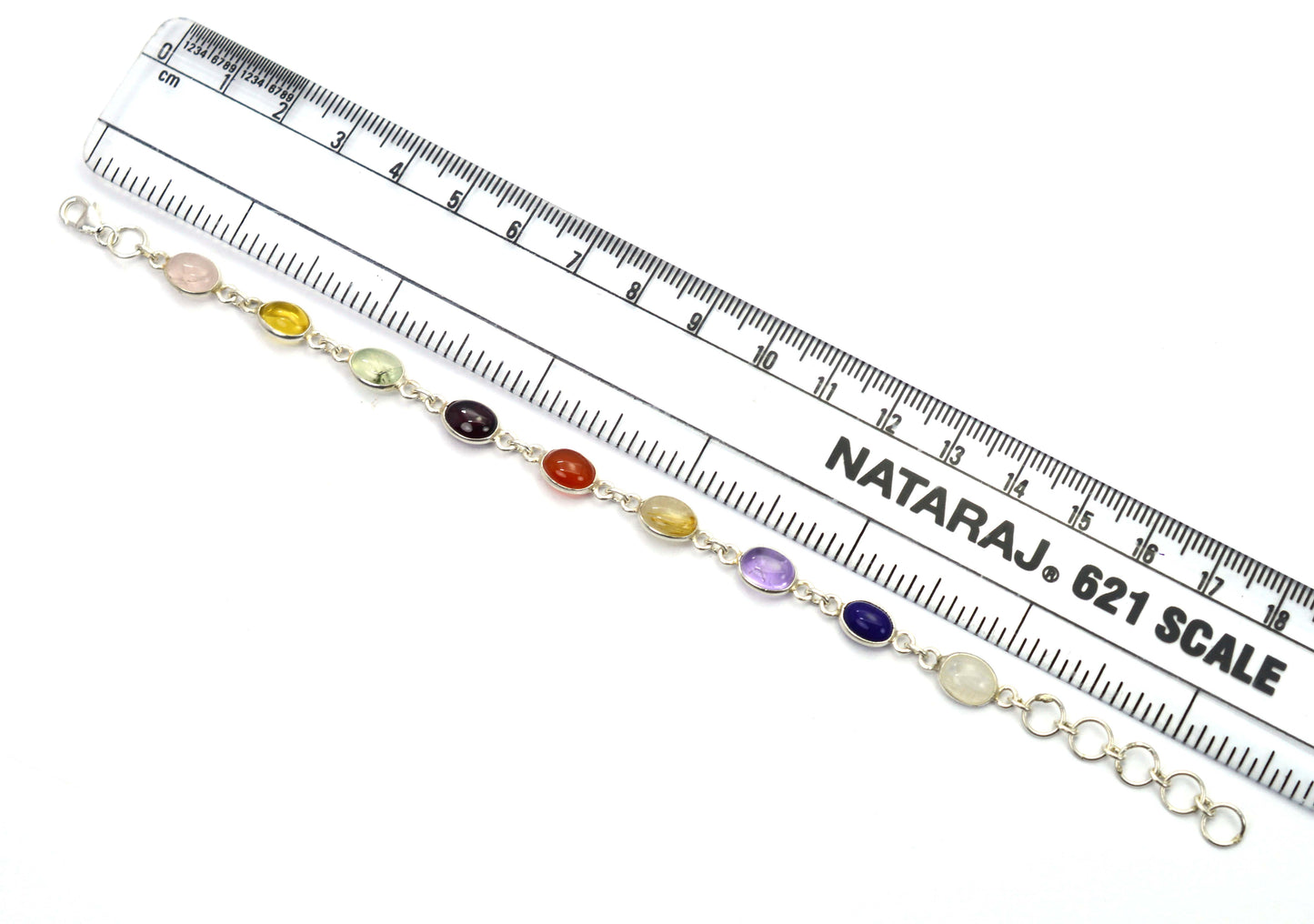 925 SOLID STERLING SILVER PREHNITE MIX STONE HANDMADE BRACELET - 7.5 INCH