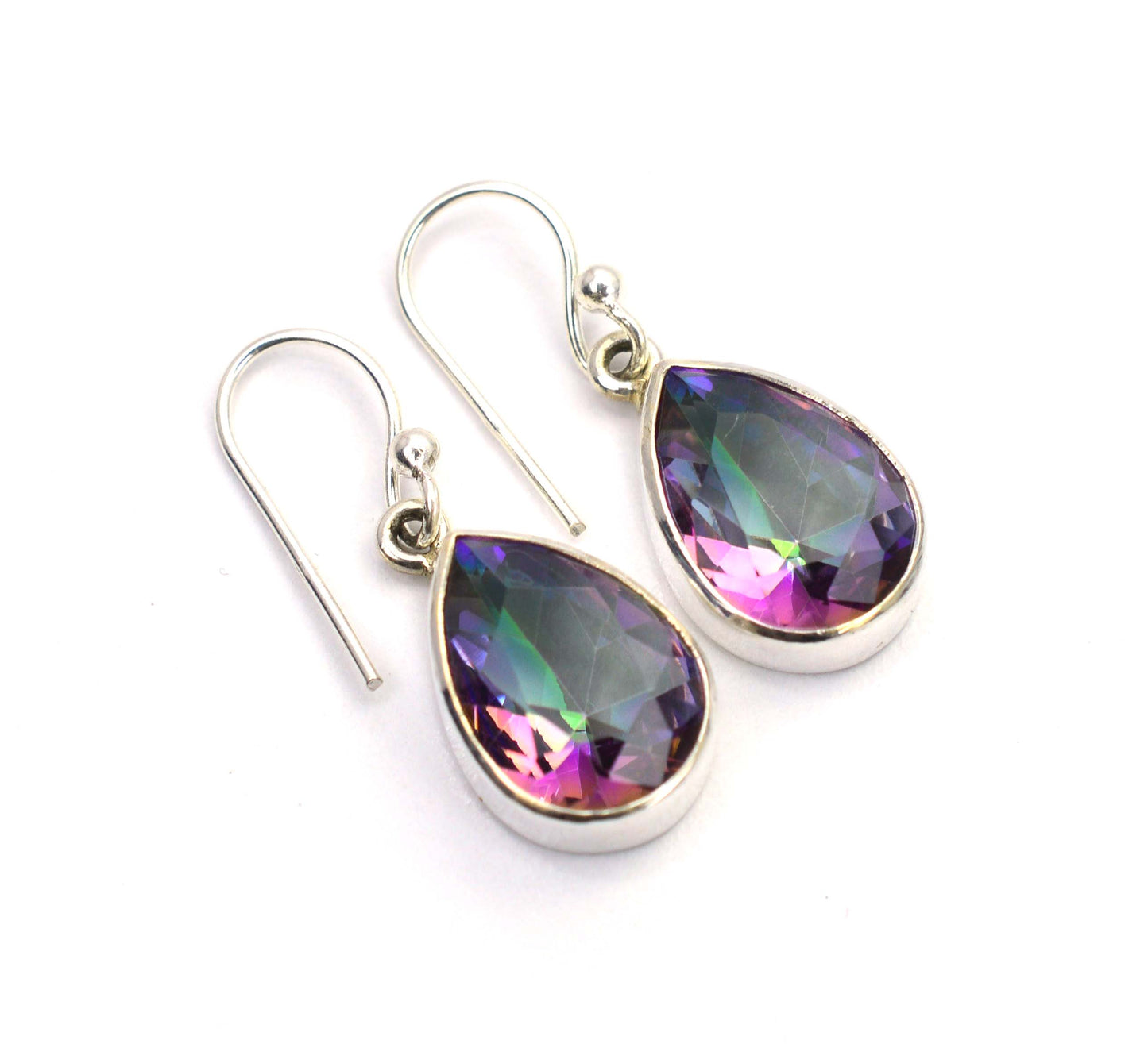 WHOLESALE 5PR 925 SOLID STERLING SILVER CUT MYSTIC TOPAZ HOOK EARRING LOT