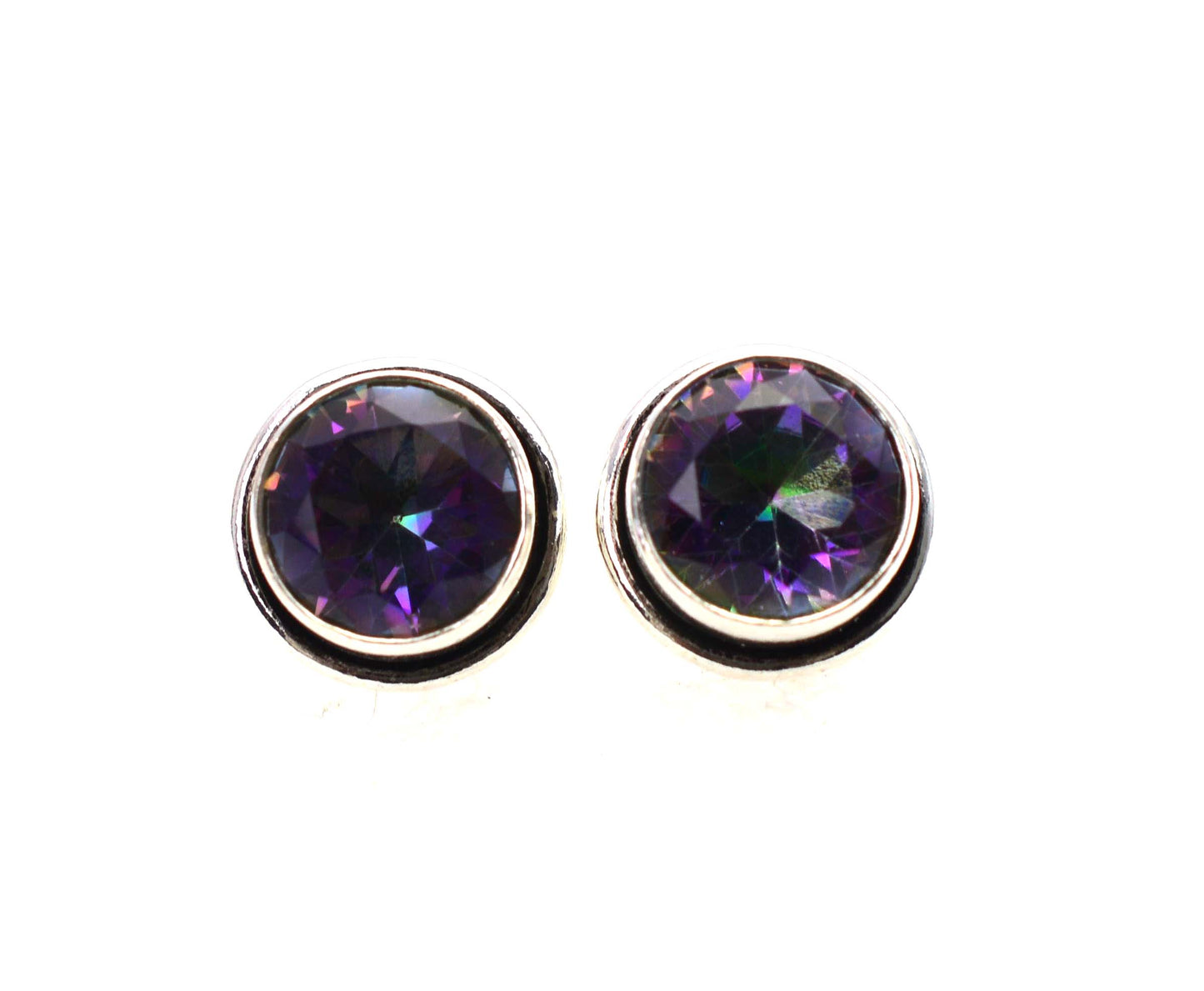 WHOLESALE 21PR 925 SOLID STERLING SILVER CUT MYSTIC TOPAZ STUD EARRING LOT