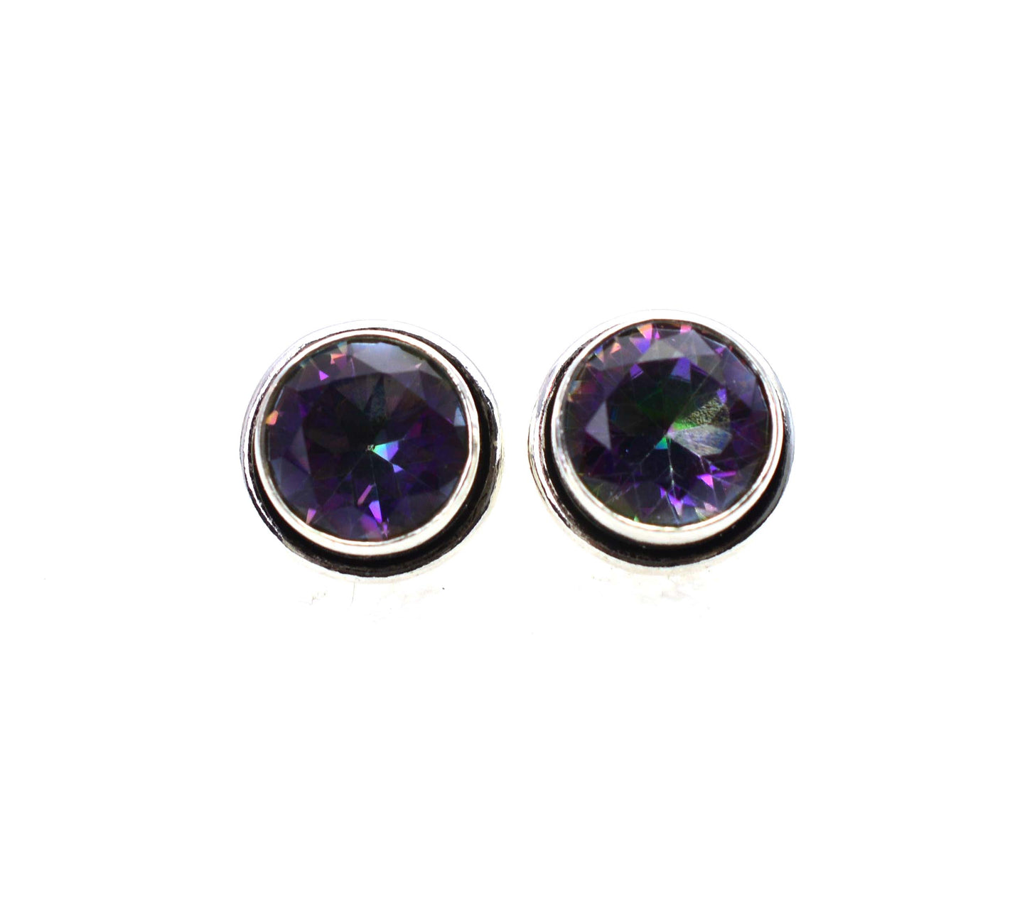 WHOLESALE 21PR 925 SOLID STERLING SILVER CUT MYSTIC TOPAZ STUD EARRING LOT