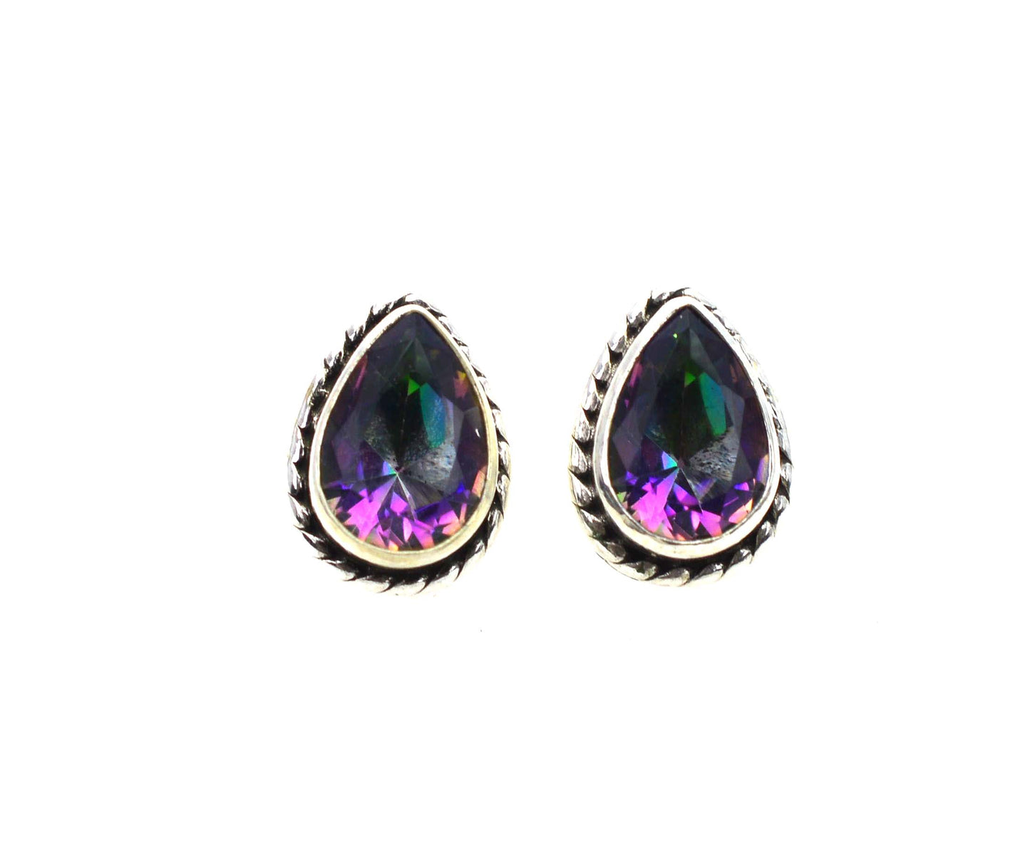 WHOLESALE 11PR 925 SOLID STERLING SILVER CUT MYSTIC TOPAZ STUD EARRING LOT