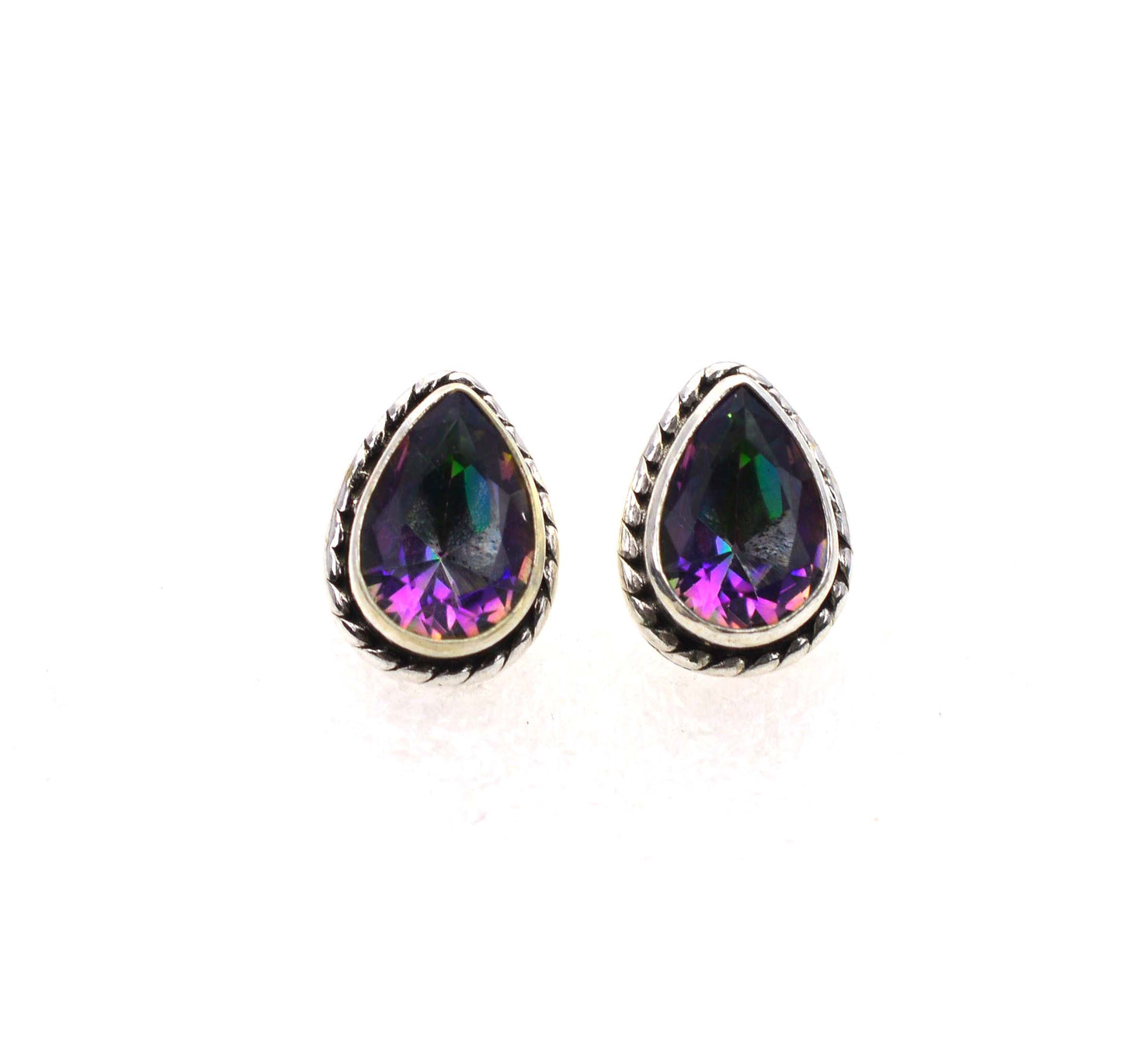 WHOLESALE 21PR 925 SOLID STERLING SILVER CUT MYSTIC TOPAZ STUD EARRING LOT