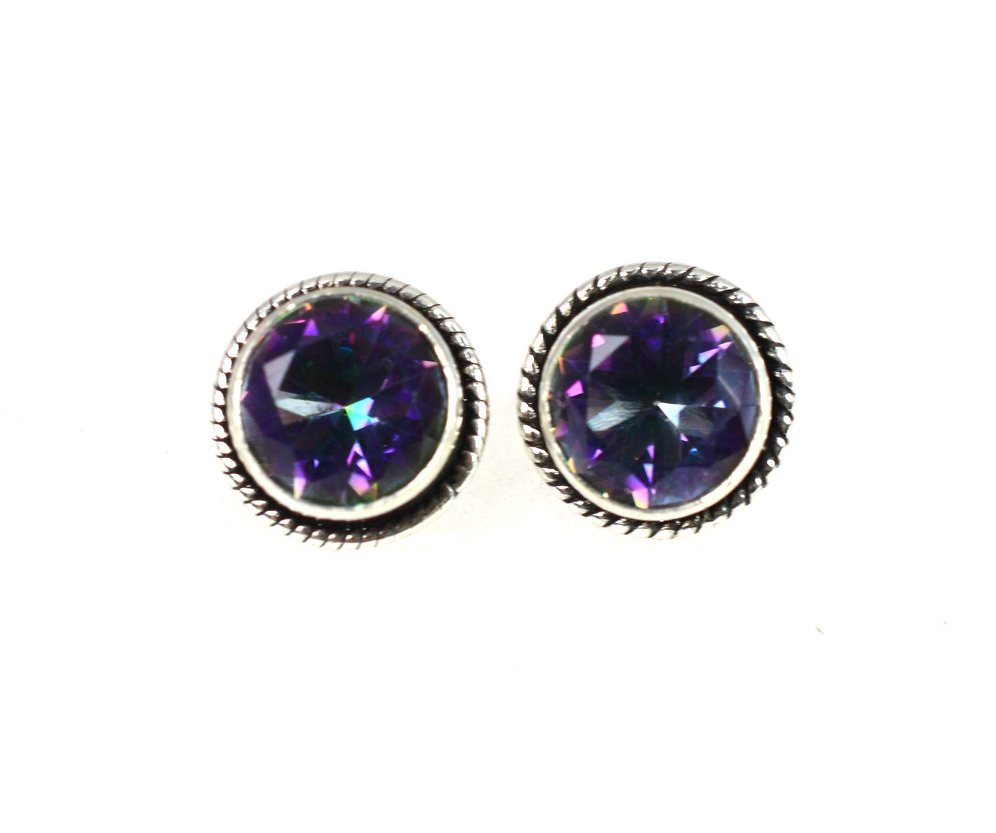 WHOLESALE 11PR 925 SOLID STERLING SILVER CUT MUSTIC TOPAZ STUD EARRING LOT