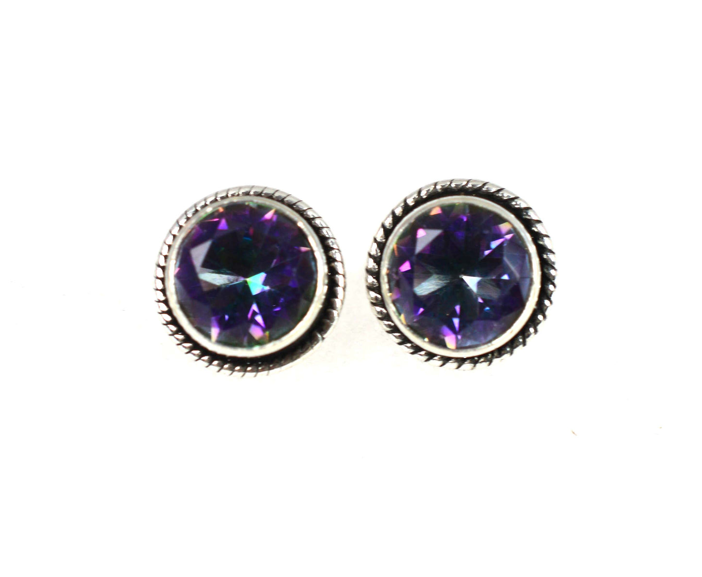 WHOLESALE 21PR 925 SOLID STERLING SILVER CUT MYSTIC TOPAZ STUD EARRING LOT