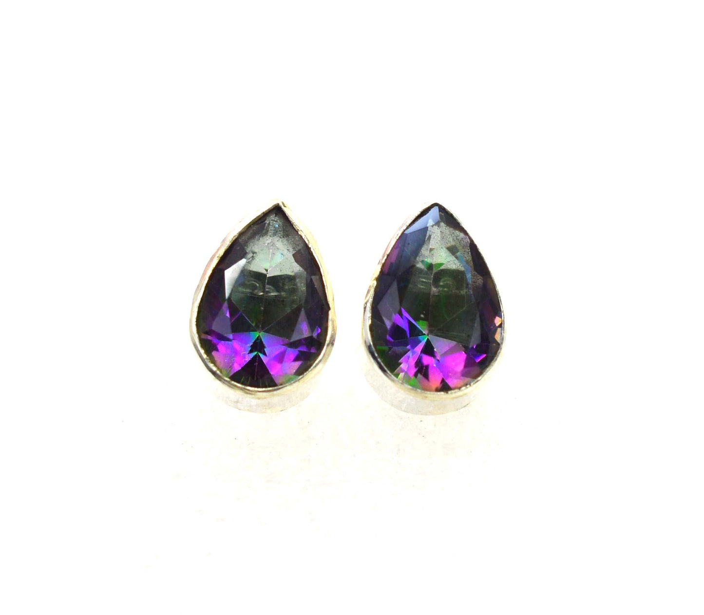 WHOLESALE 5PR 925 SOLID STERLING SILVER CUT MYSTIC TOPAZ STUD EARRING LOT